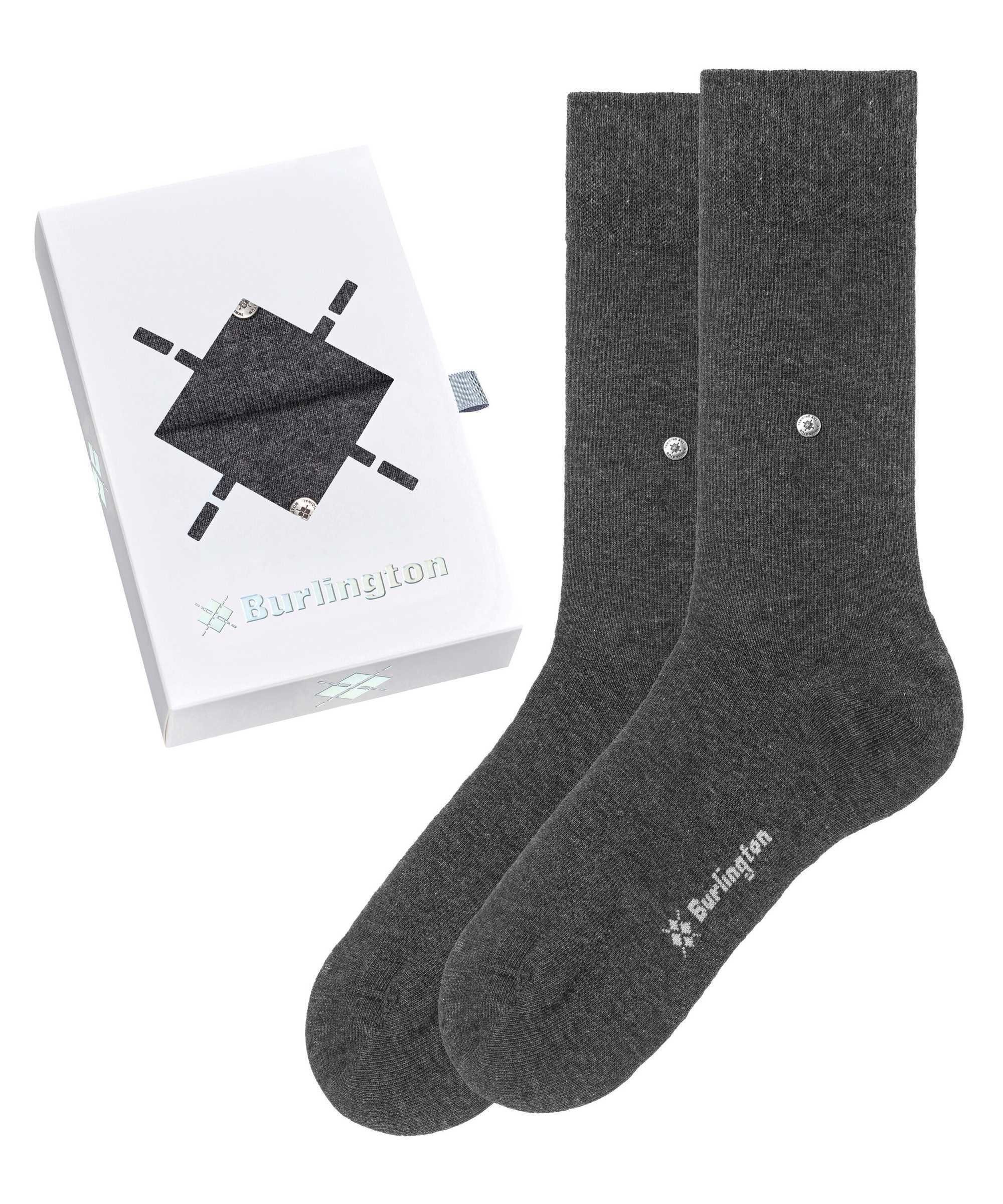 2er Gift Socken, Geschenk-Box - Kurzsocken Herren Grau "Basic Pack Burlington
