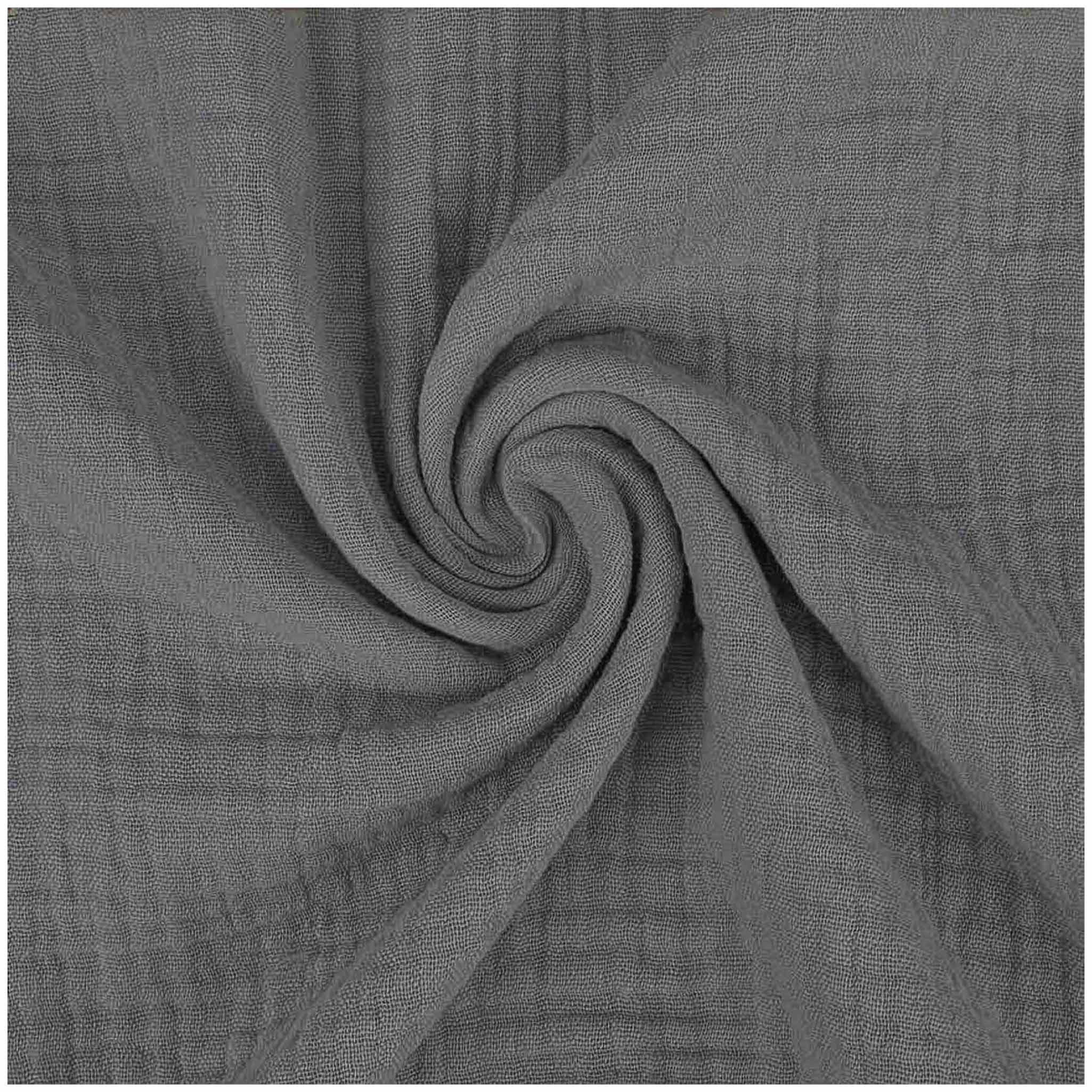 maDDma Stoff Musselin Stoff XXL 1/2 Meterware 280 cm breit Double Gauze Baumwolle, anthrazit