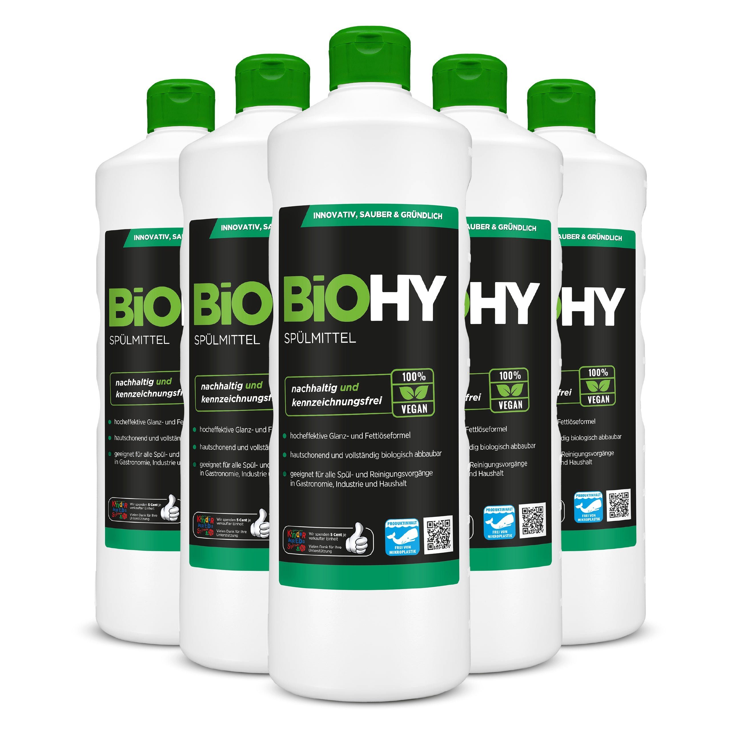 BiOHY Spülmittel 6er Pack (6 x 1 Liter Flasche) Geschirrspülmittel (6-St)