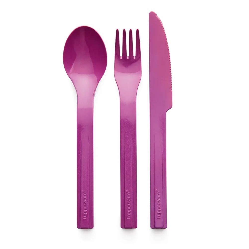 TUPPERWARE Besteck-Set Tupperware Picknick Besteck in Pink 3tlg