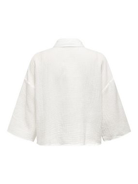 JACQUELINE de YONG Blusenshirt Legere Crepe Bluse Weite Ärmel 3/4 Hemdkragen 7316 in Weiß