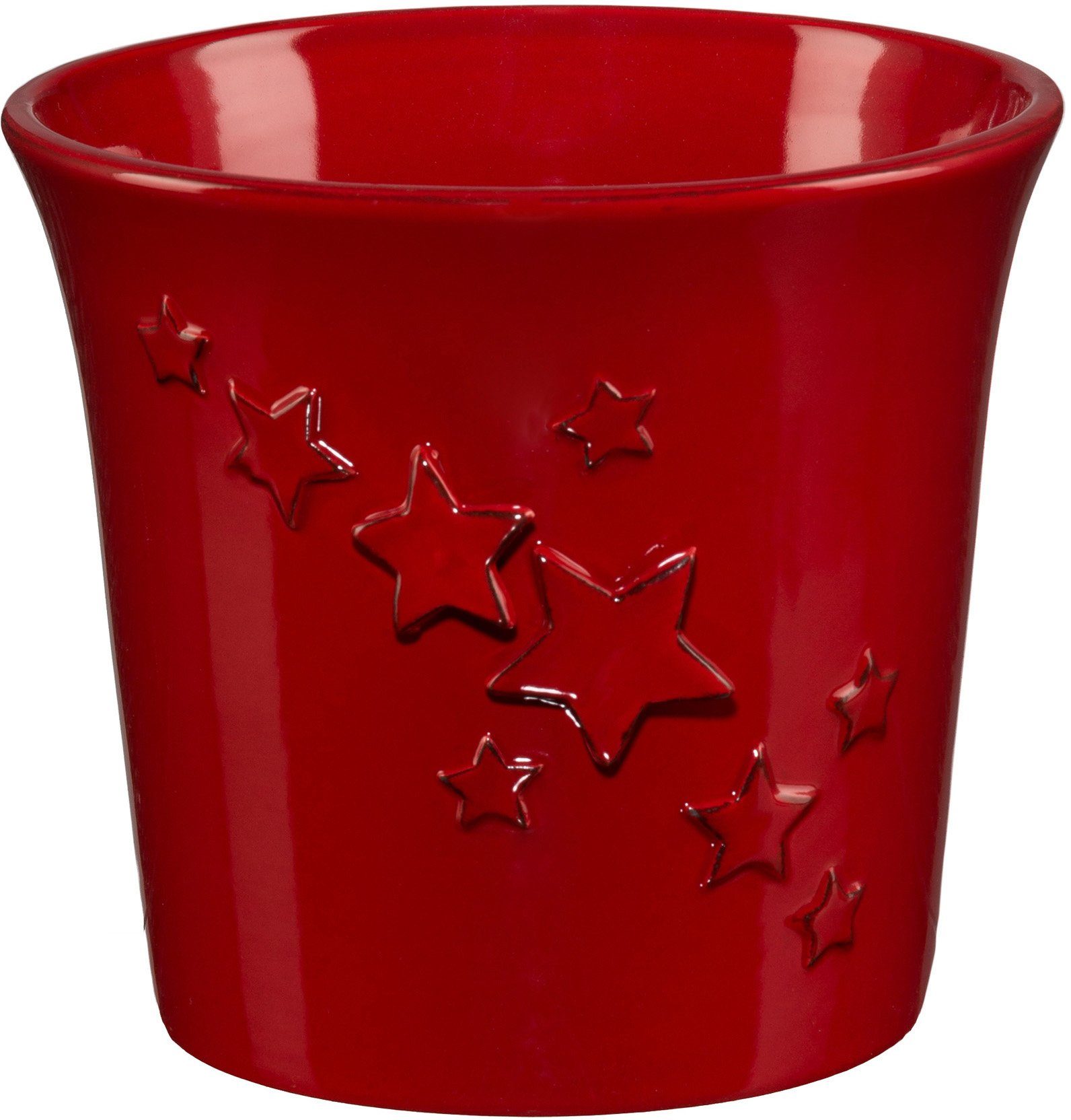 Creativ Weihnachtsdeko rot (2 St), deco mit Sternen-Relief Übertopf