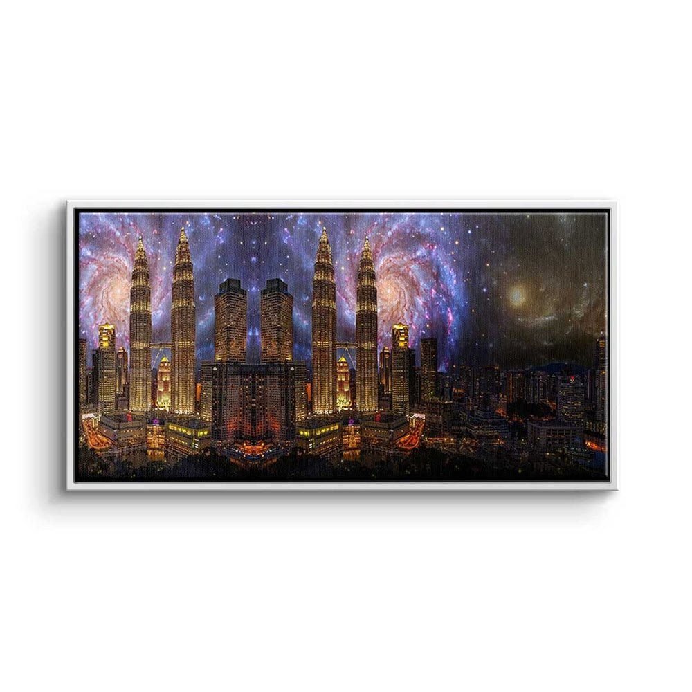DOTCOMCANVAS® Leinwandbild, Premium Leinwandbild - Pop Art - Stadt der Galaxy - Motivation - Wand weißer Rahmen