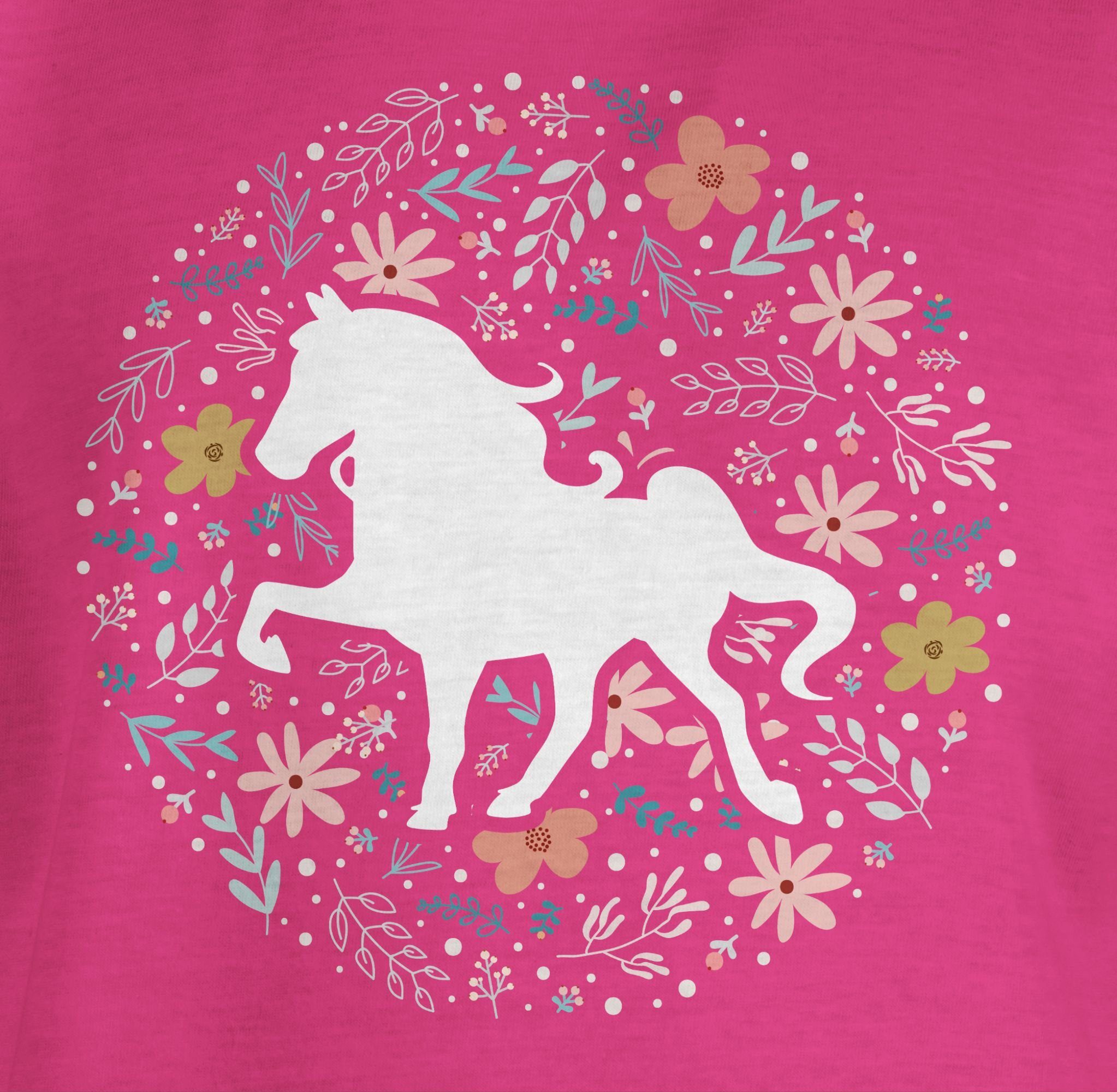 Shirtracer T-Shirt Fuchsia Blumen 1 Pferd mit Pferd