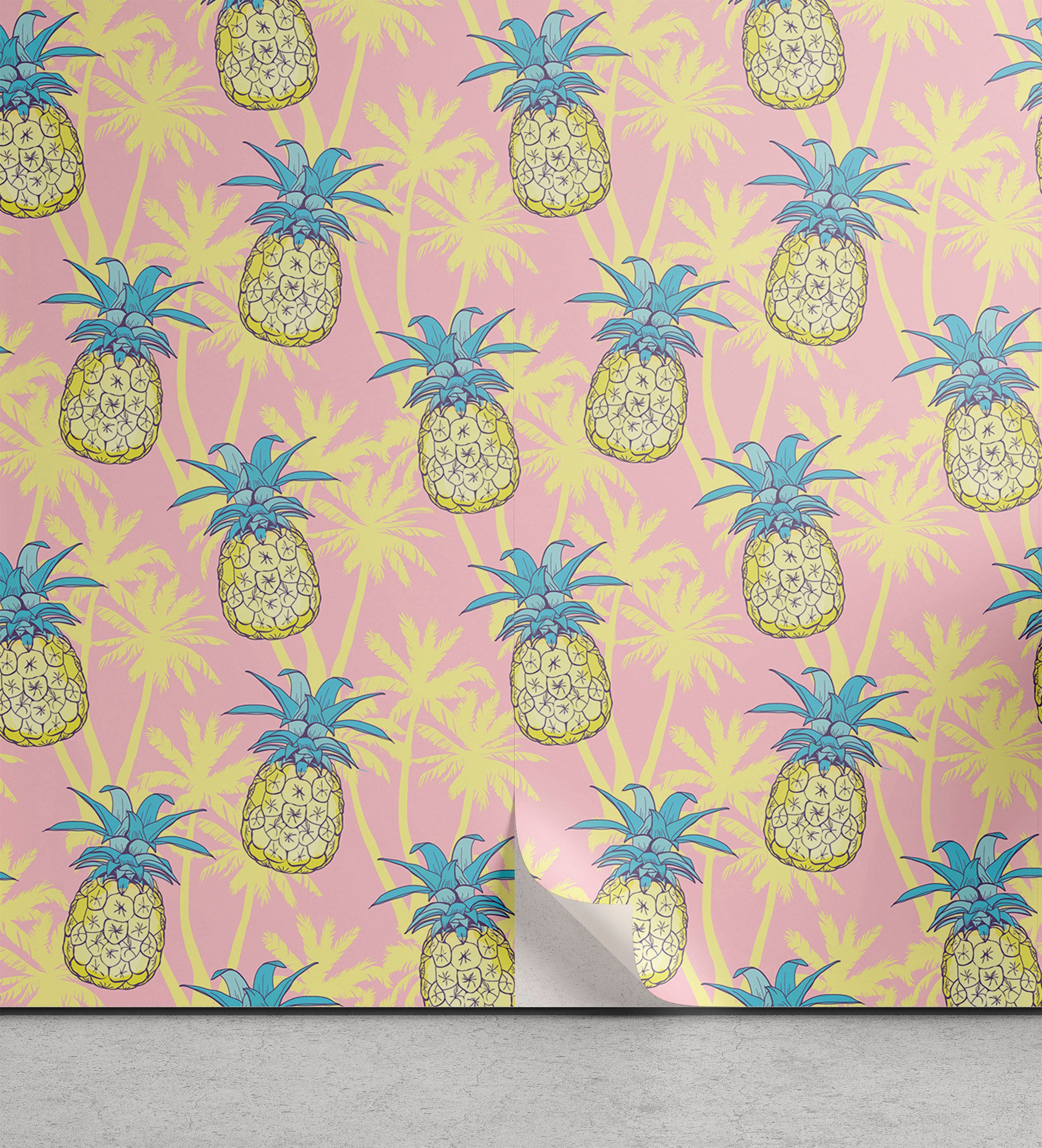Abakuhaus Vinyltapete selbstklebendes Wohnzimmer Küchenakzent, hawaiisch Ananas Ananas Palme