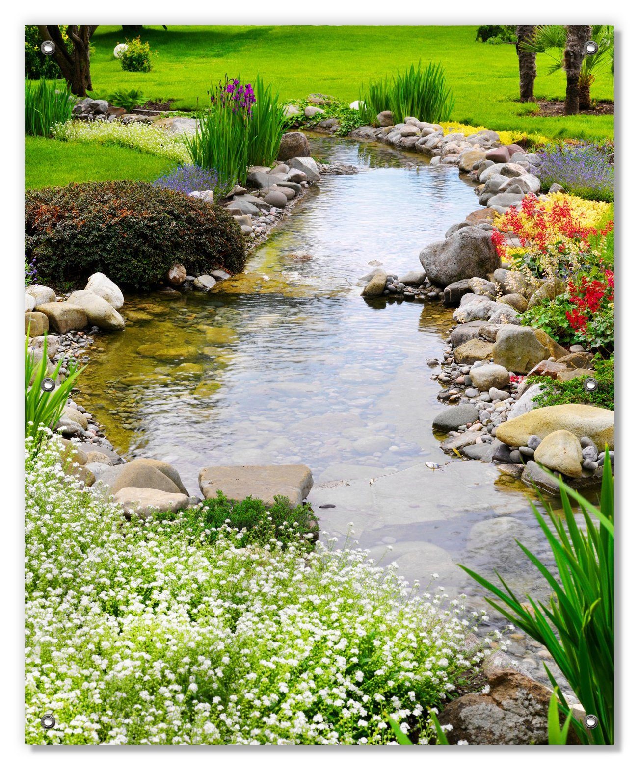 Teich, am und Blumen wiederverwendbar wiederablösbar Wallario, Sonnenschutz mit Saugnäpfen, blickdicht,