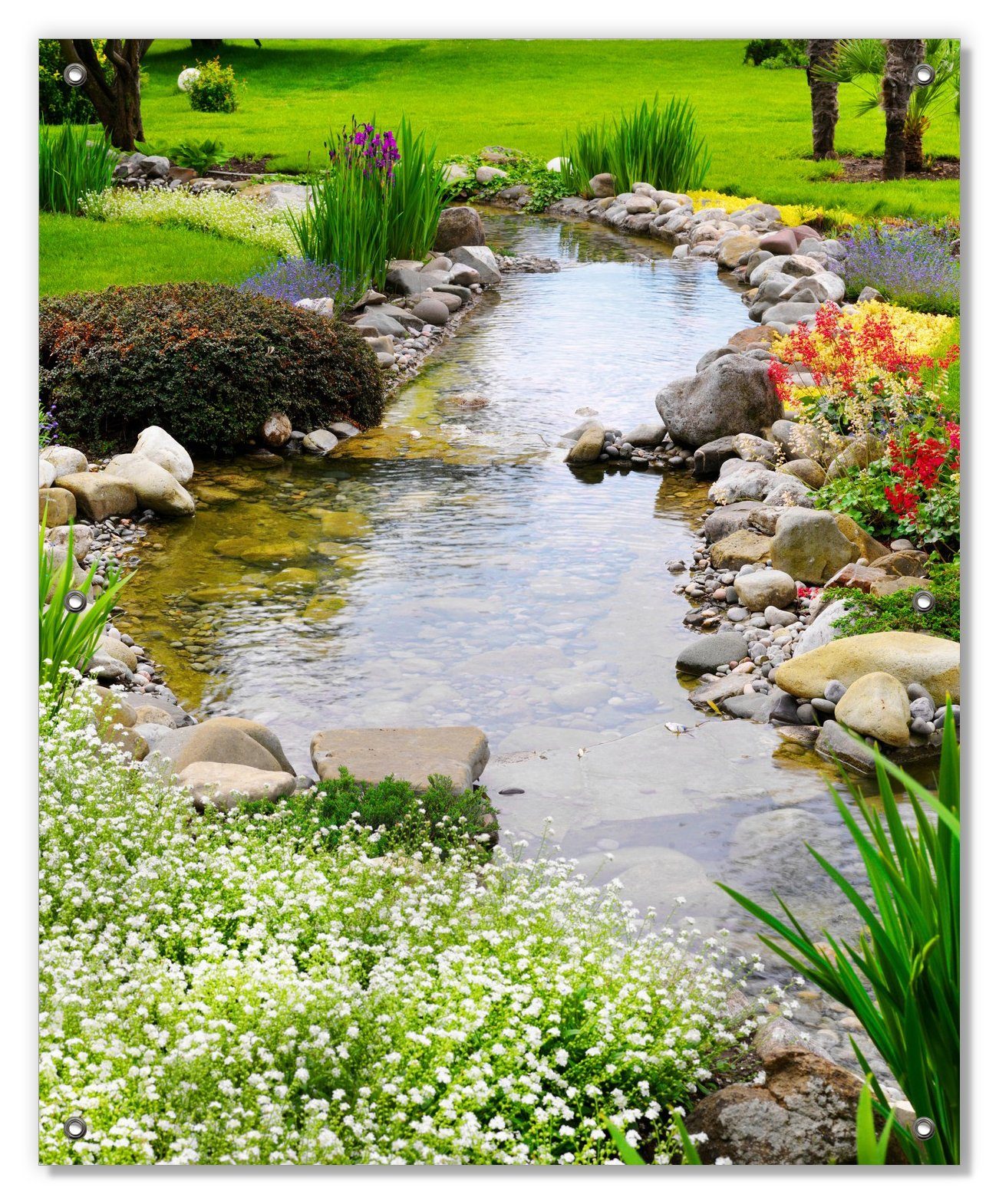 Wallario Sonnenschutz Blumen am Teich, blickdicht, mit Saugnäpfen