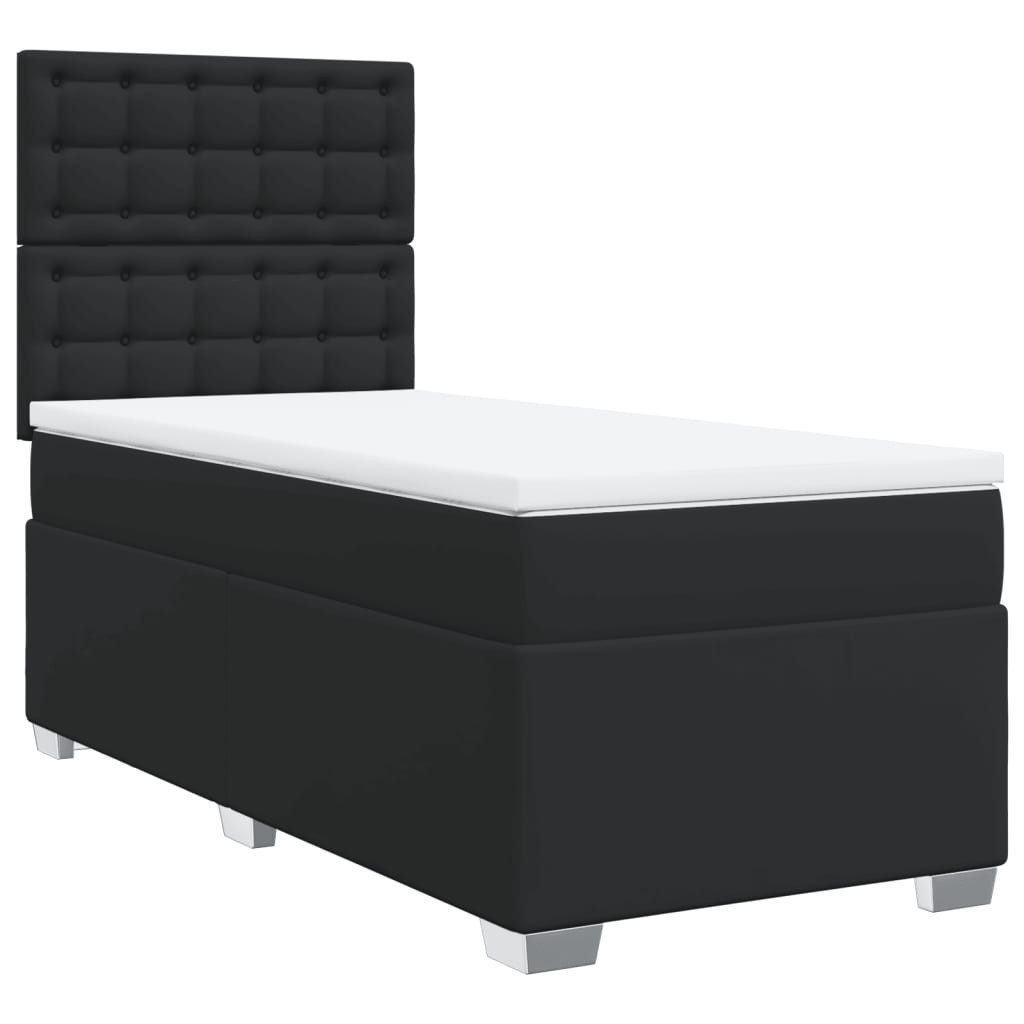 vidaXL Bett Boxspringbett mit Matratze Schwarz Kunstleder