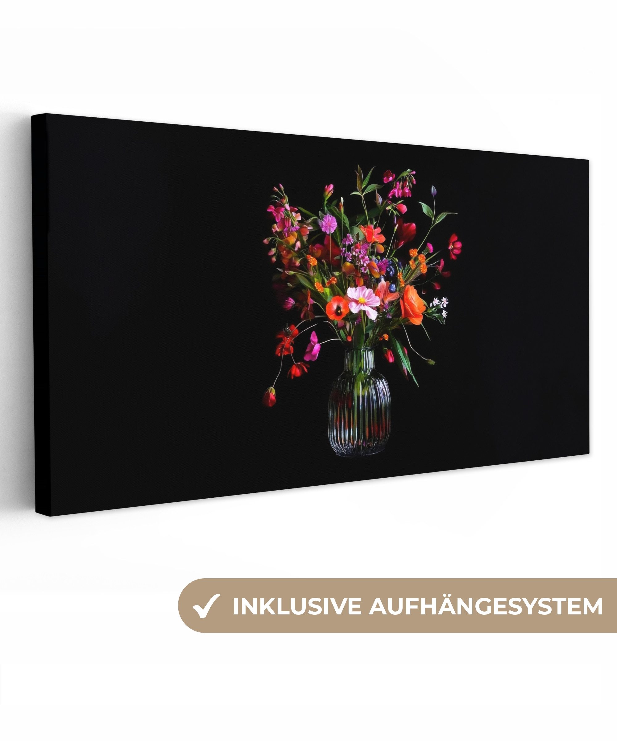 OneMillionCanvasses® Leinwandbild Panorama Blumenstrauß - Feldblumen günstig online kaufen