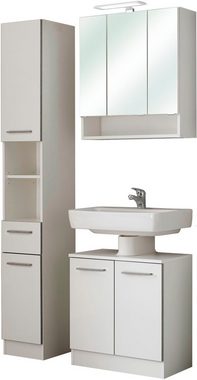 Saphir Badmöbel-Set Quickset 953 3-teilig, Waschbeckenunterschrank und LED-Spiegelschrank, (Set), in Weiß Glanz, Badmöbel inkl. Türdämpfer, ohne Waschbecken, 7 Türen