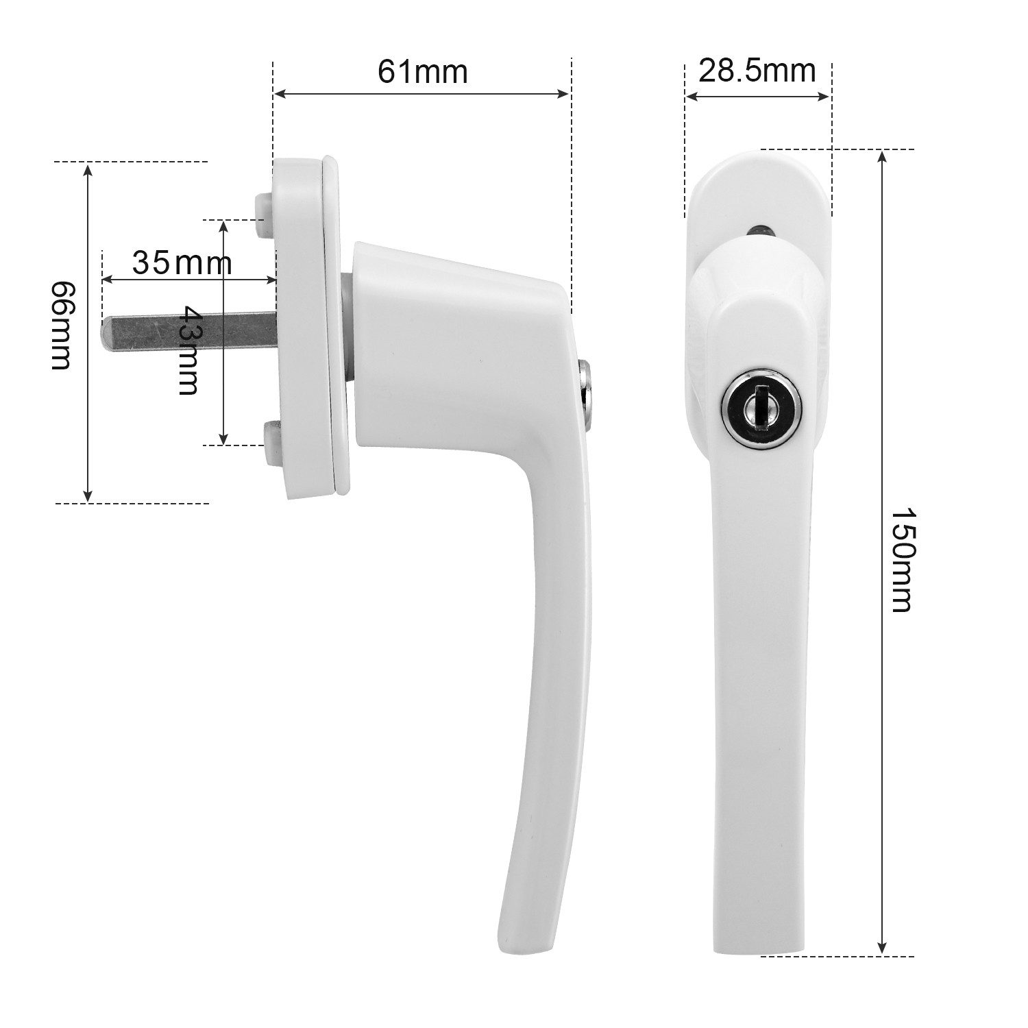 Clanmacy Fenstergriff Fenstergriff mit Schloss Set gleichschließend abschließbar Metall, 4x