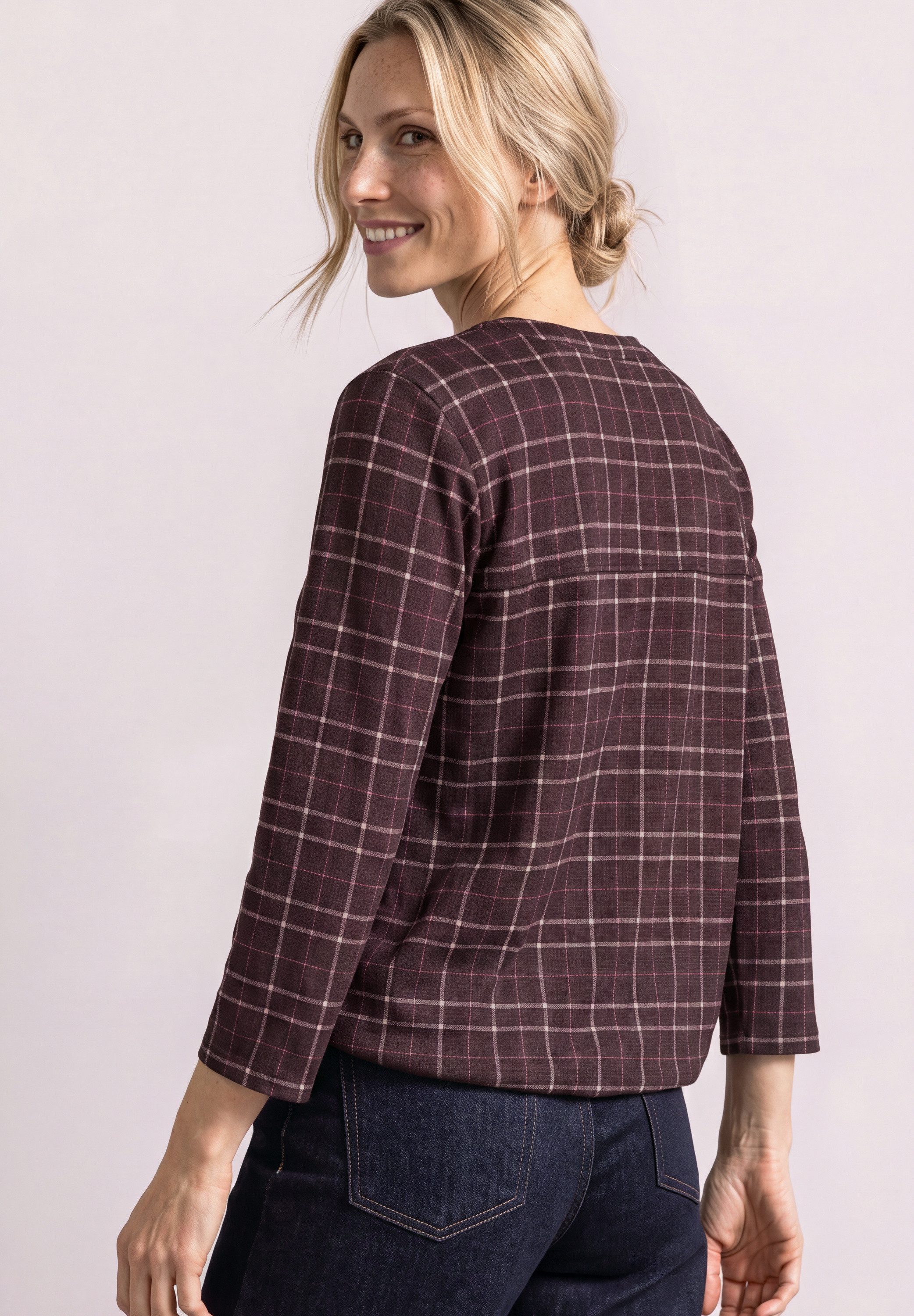 STREET ONE 3/4-Arm-Shirt Sommershirt mit Split Neck und Print