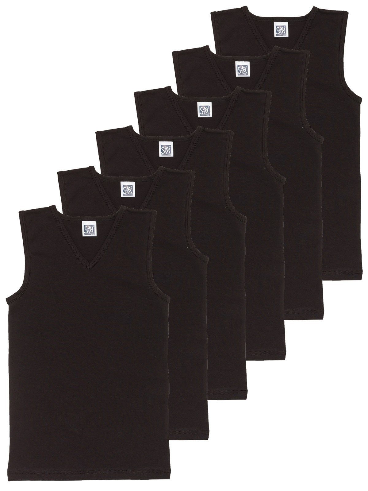Sweety for Kids Unterhemd 6er Sparpack Knaben City Shirt Single Jersey (Spar-Set, 6-St) hohe Markenqualität schwarz