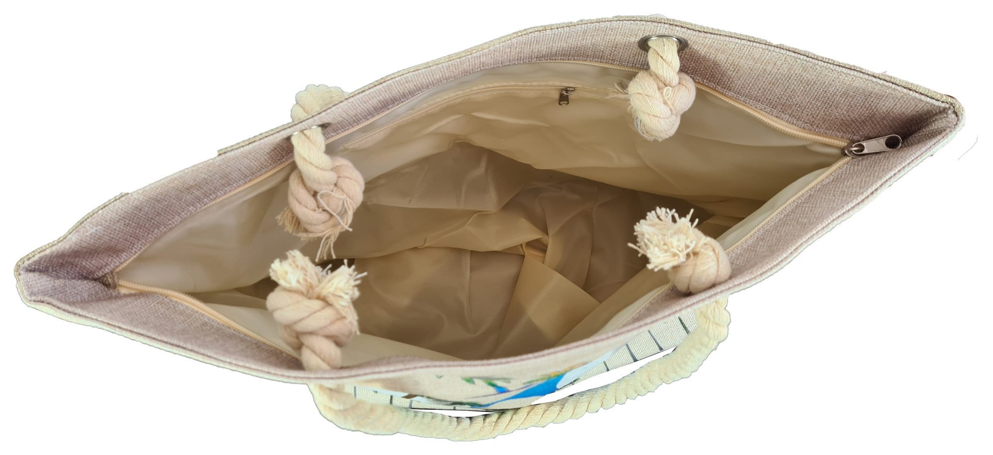 Einkaufszauber Strandtasche Designer Strandtasche Urlaubsfeeling, Innenseite wasserdicht