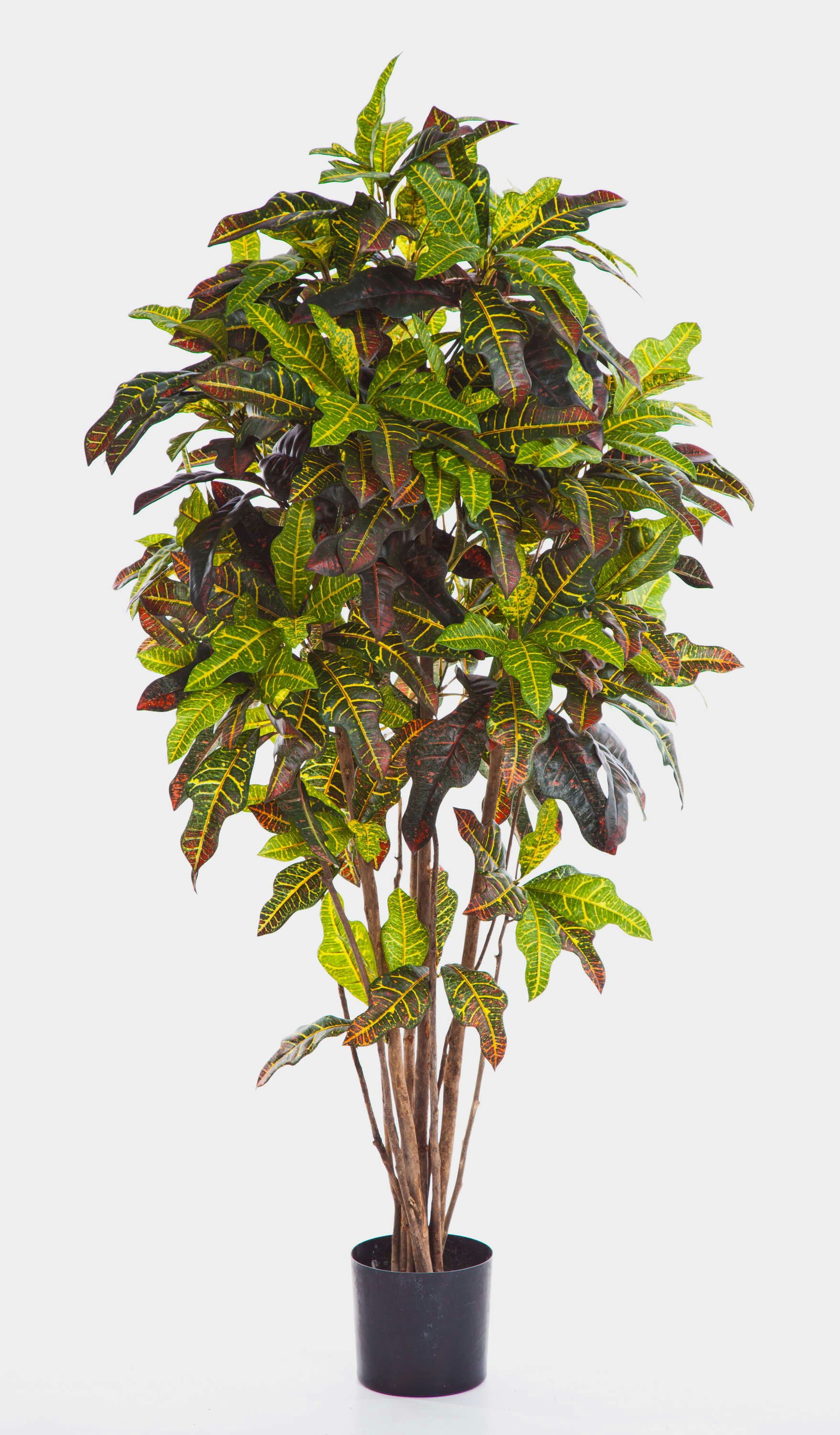 Kunstbaum Künstlicher Goldfinger Baum, 210 Blätter, grün-gelb - rot, 120cm Kroton, artplants, Höhe 120.0 cm