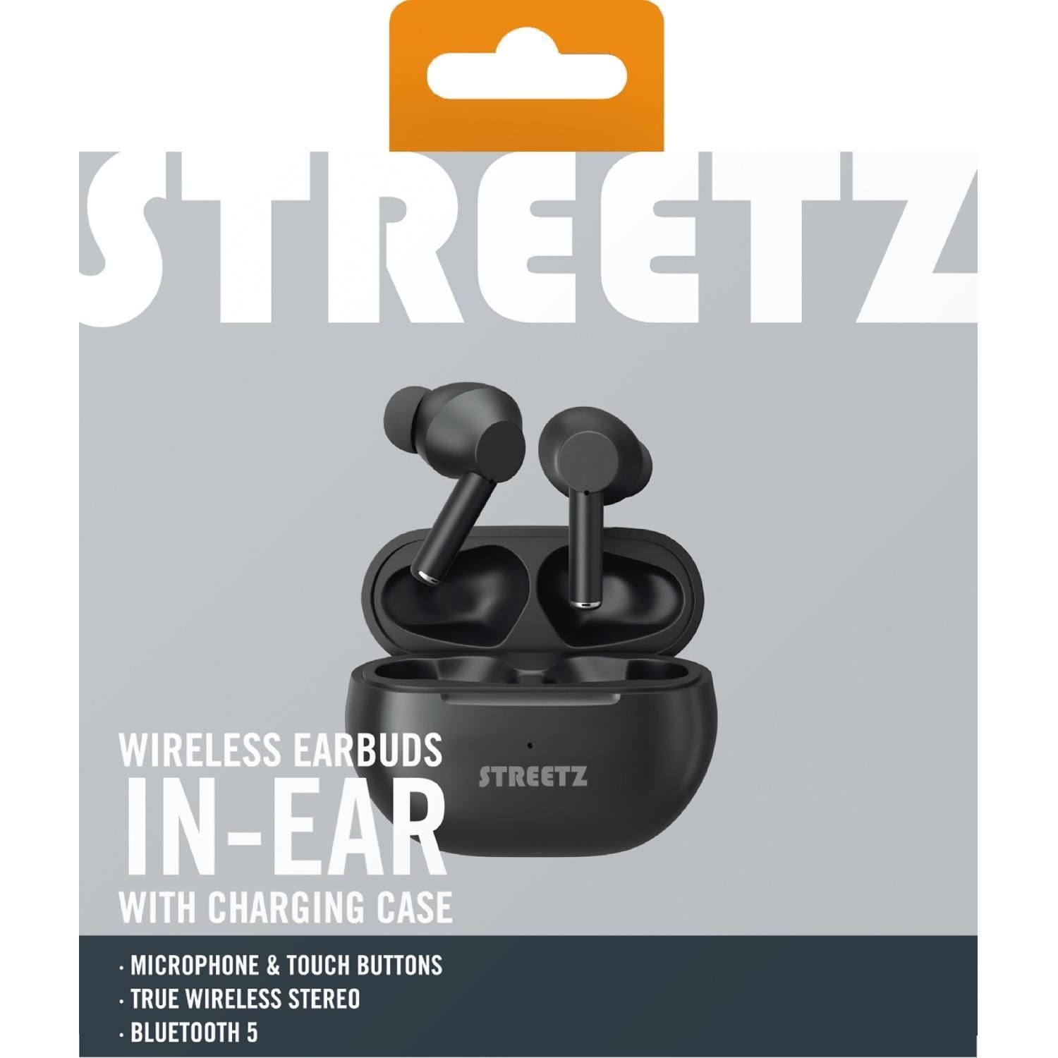 Rufannahme/Anruf Kopfhörer keine, (Tastenbedienung: beenden, Touch-Steuerung) eingebaut, Bluetooth STREETZ True Bluetooth, Wireless TWS Mikrofon Kopfhörer in-ear Stereo 117