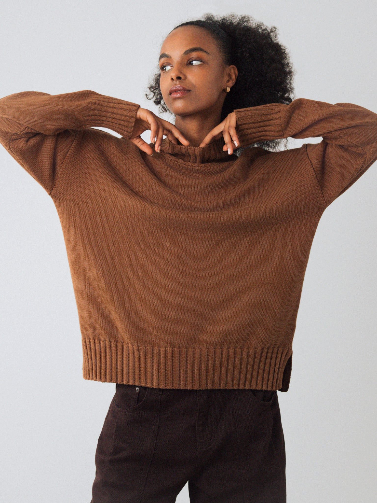 HONEST BASICS Strickpullover Mock-Pullover aus Bio-Baumwolle