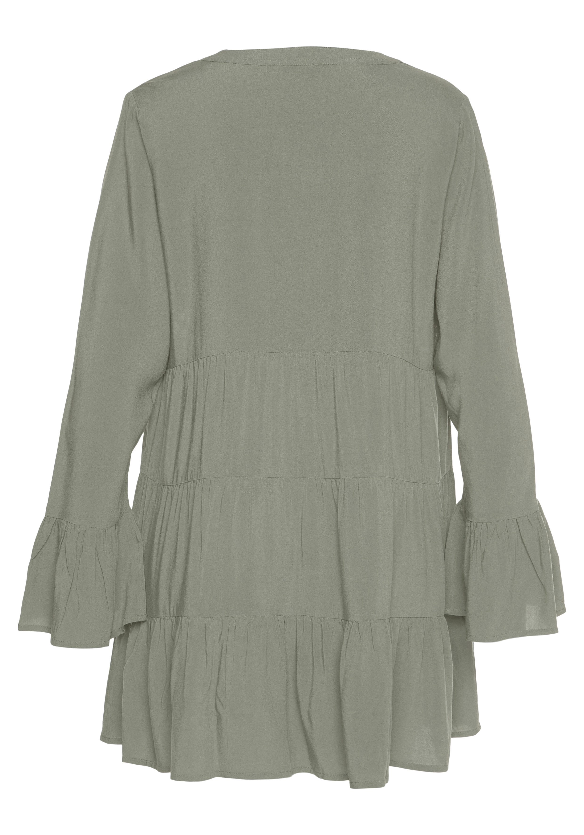 LASCANA Longbluse mit Spitzeneinsätzen, Tunika, Blusenkleid, Strandmode