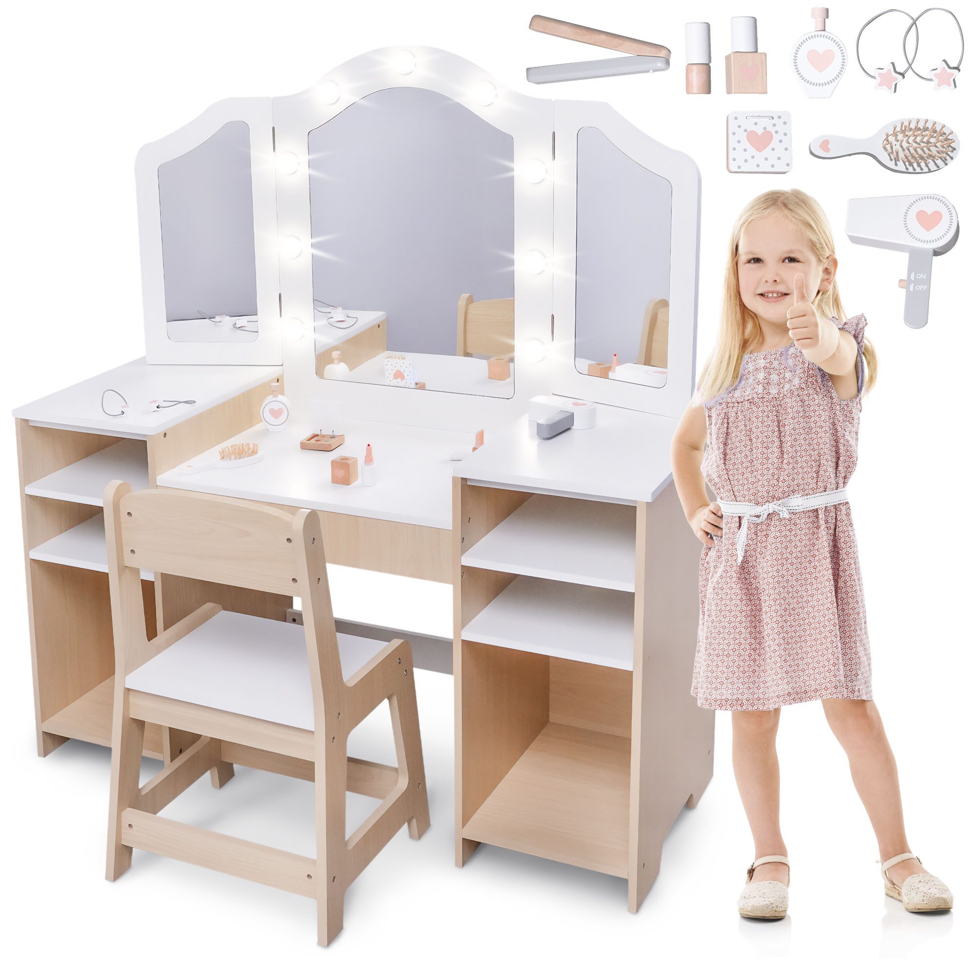 Mamabrum Schminktisch Kinderschminktisch mit LED, Zubehör günstig online kaufen