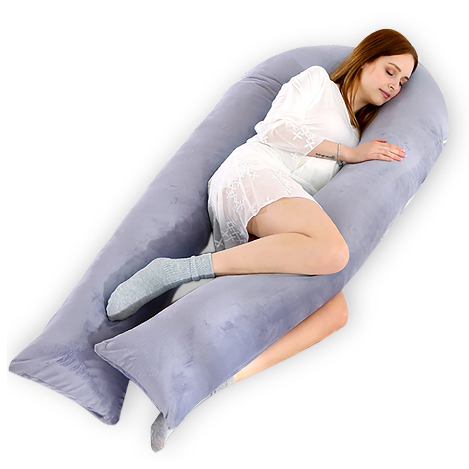 CALIYO Seitenschläferkissen Stillkissen, U-förmiges Schwangerschaftskissen  zum Schlafen, Lagerungskissen, Seitenschläferkissen ergonomisch geformt,  Body Pillow mit abnehmbarem Bezug