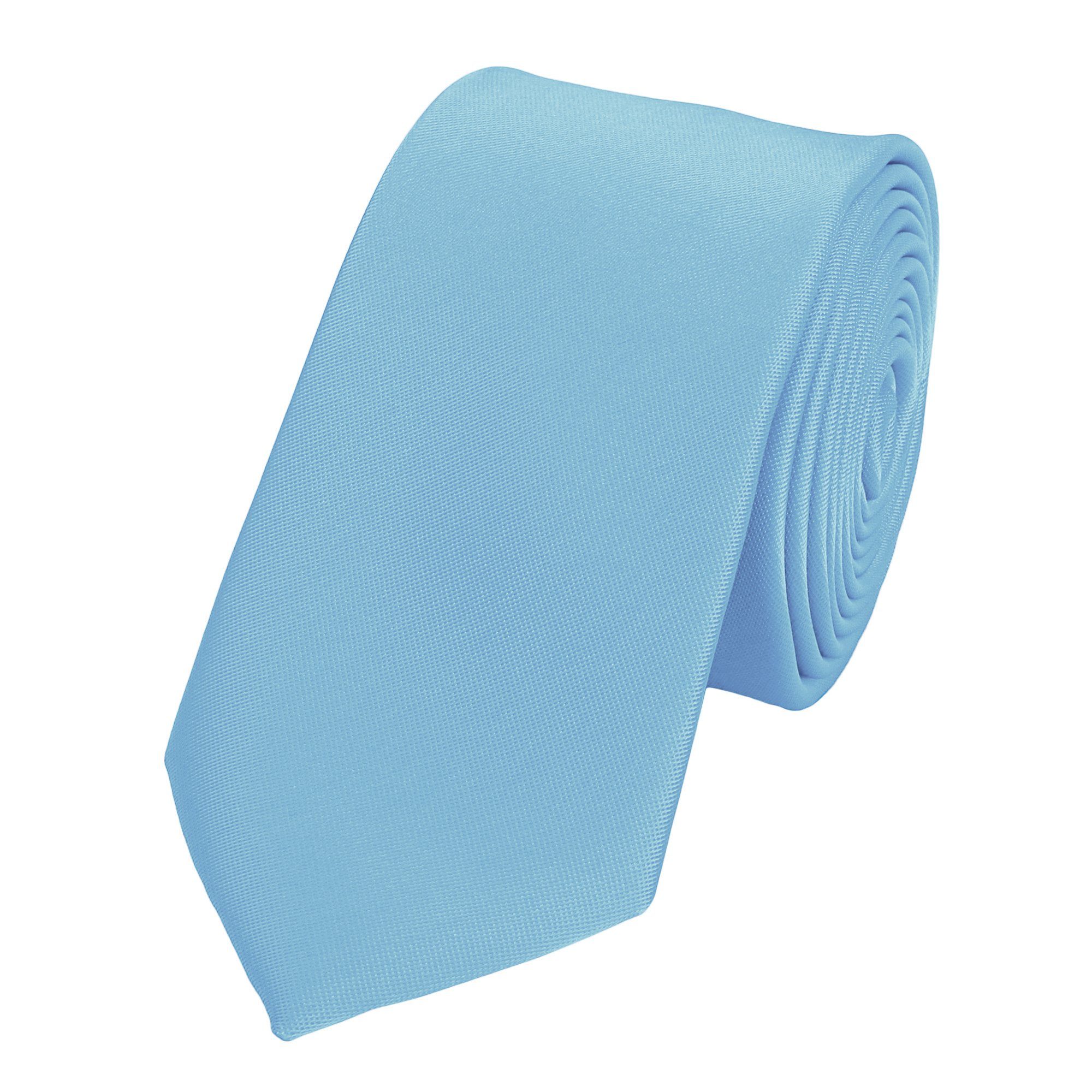 Krawatte Farini Unicolor Schmal Einfarbige Box, (6cm), (ohne - Unifarben) Breite in Fabio 6cm Schlips Krawatten Herren Hellblau