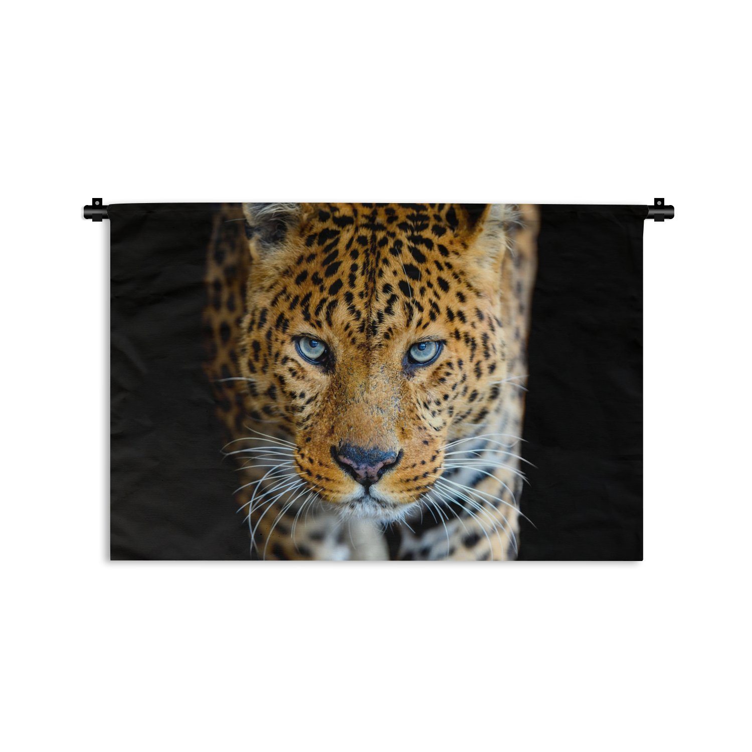 MuchoWow Wanddekoobjekt Leopard - Tiere - Porträt - Wildtiere - Schwarz, Wanddeko für Wohnzimmer, Schlafzimmer, Kleid, Wandbehang, Kinderzimmer
