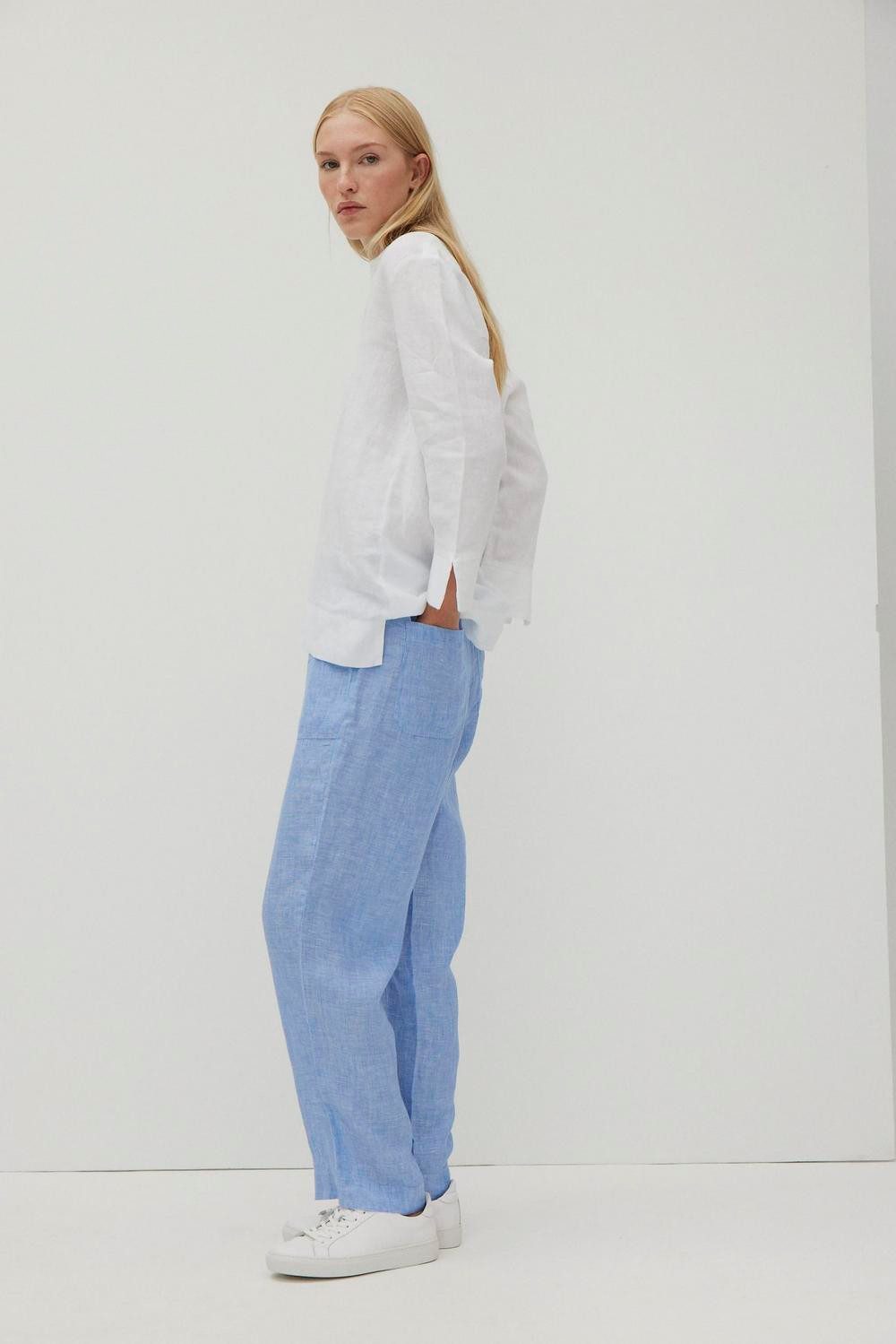 Blusentop Blouse Linen 3/4 sleeve