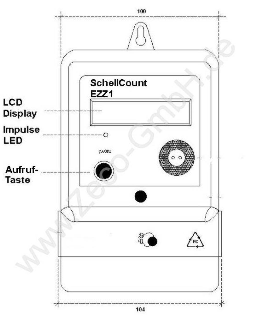 Schellcount Wechselstromzähler EZZ1 für Zählerkreuz, Zählerplatz, 3-Punkt-Befestigung