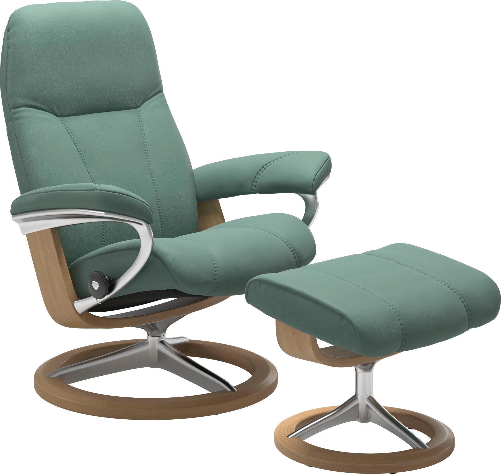 Stressless® Relaxsessel Consul (Set, Relaxsessel mit Hocker), mit Hocker, mit Signature Base, Größe M, Gestell Eiche