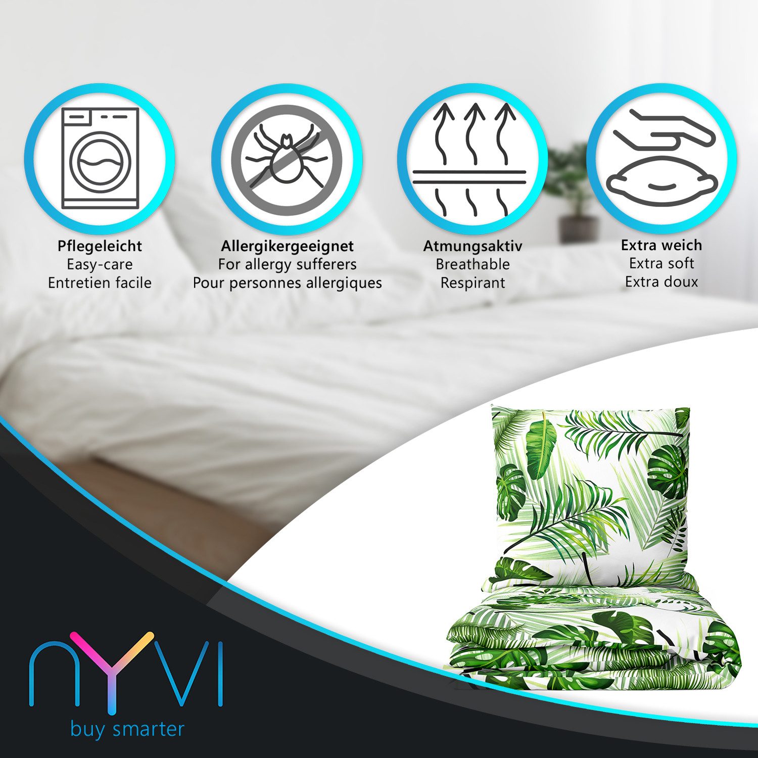 NYVI Bettwäsche Bettwäsche DreamScience Mikrofaser Design, Microfaser, YKK Reißverschluss, Atmungsaktiv, Pflegeleicht