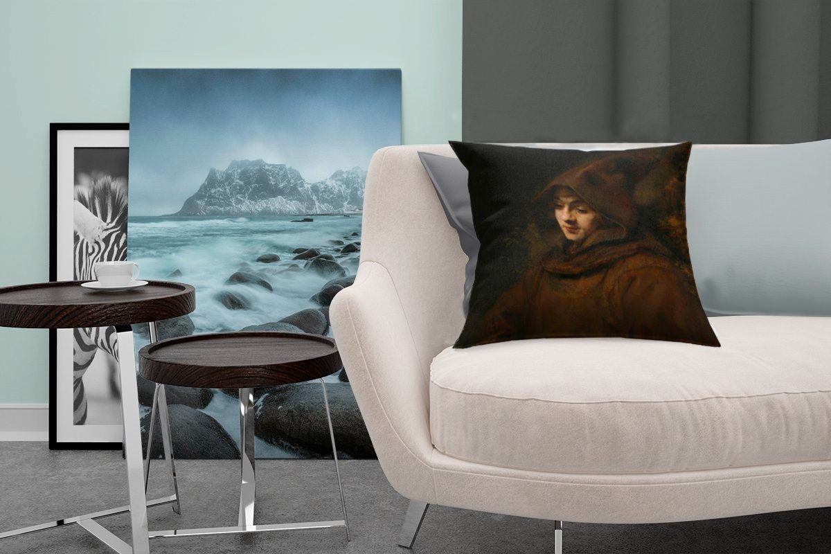 für Wohzimmer, van mit Titus Rijn, Dekokissen Deko, im MuchoWow - Habit Sofakissen Füllung Rembrandt Gemälde Zierkissen von Schlafzimmer,