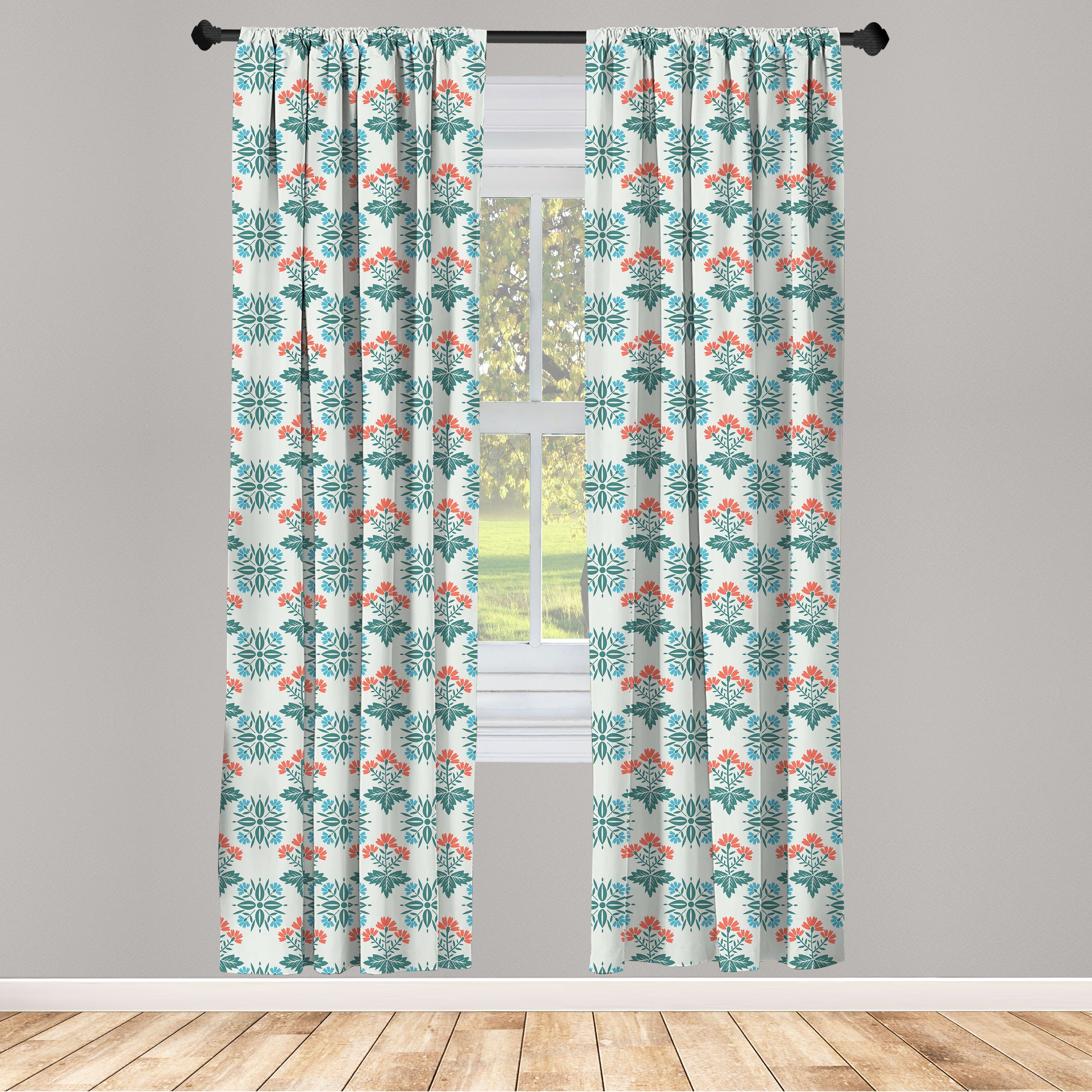Gardine Vorhang für Dekor, Microfaser, Seafoam Wohnzimmer Abstract Schlafzimmer Spring Motive Abakuhaus