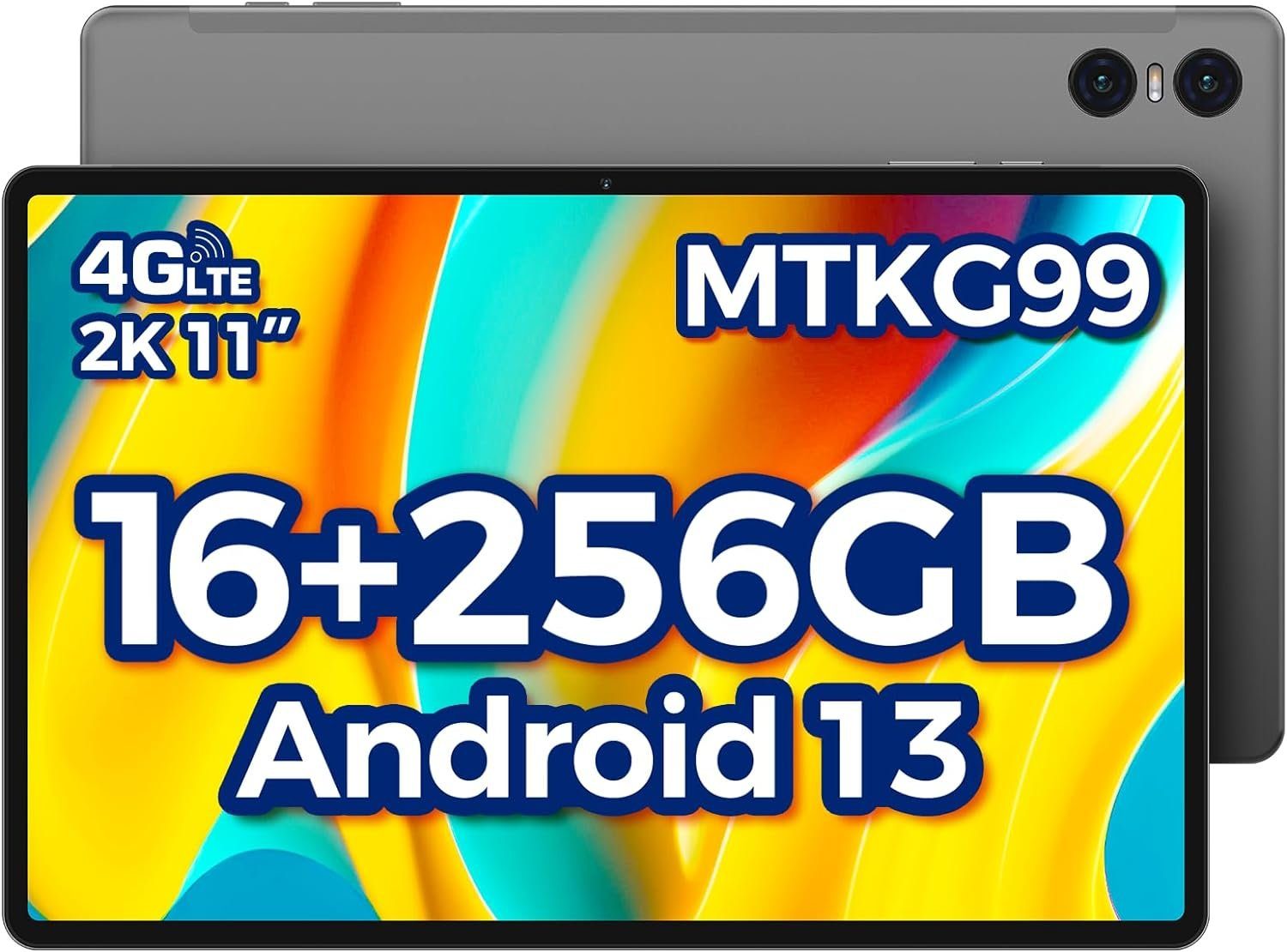 TECLAST T50 Pro Gaming Tablet MTK G99 16GB RAM (TF 1TB) Tablet (11", 256 GB, ‎Android 13, 4G LTE, Mit 2000x1200 FHD, MTK G99 Flagship Core 5G WiF 20MP+8MP 18W Typ-C, GPS)