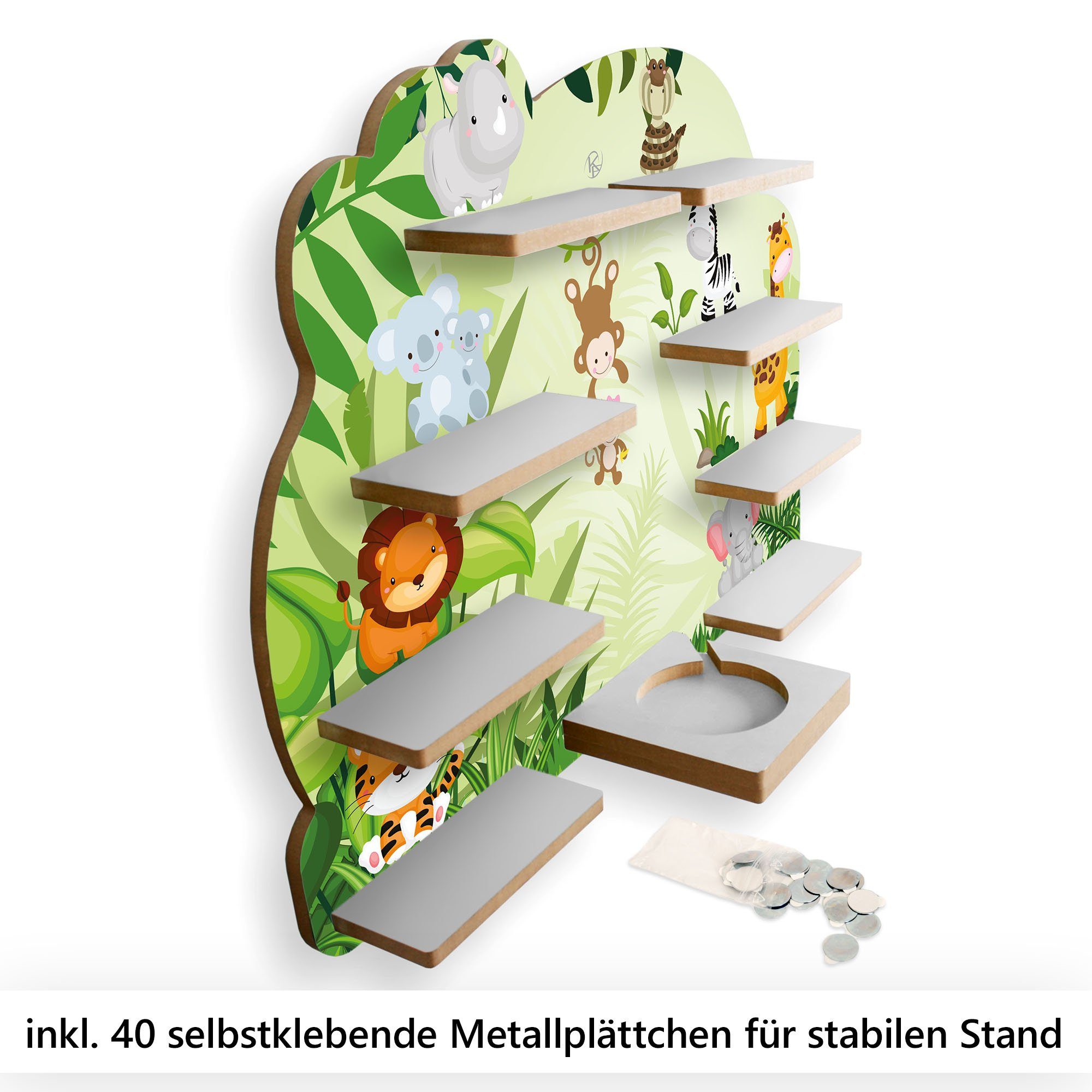 Kreative 40 Dschungel, inkl. TONIE-BOX und Metallplättchen MUSIKBOX-REGAL TONIES Feder für Wandregal