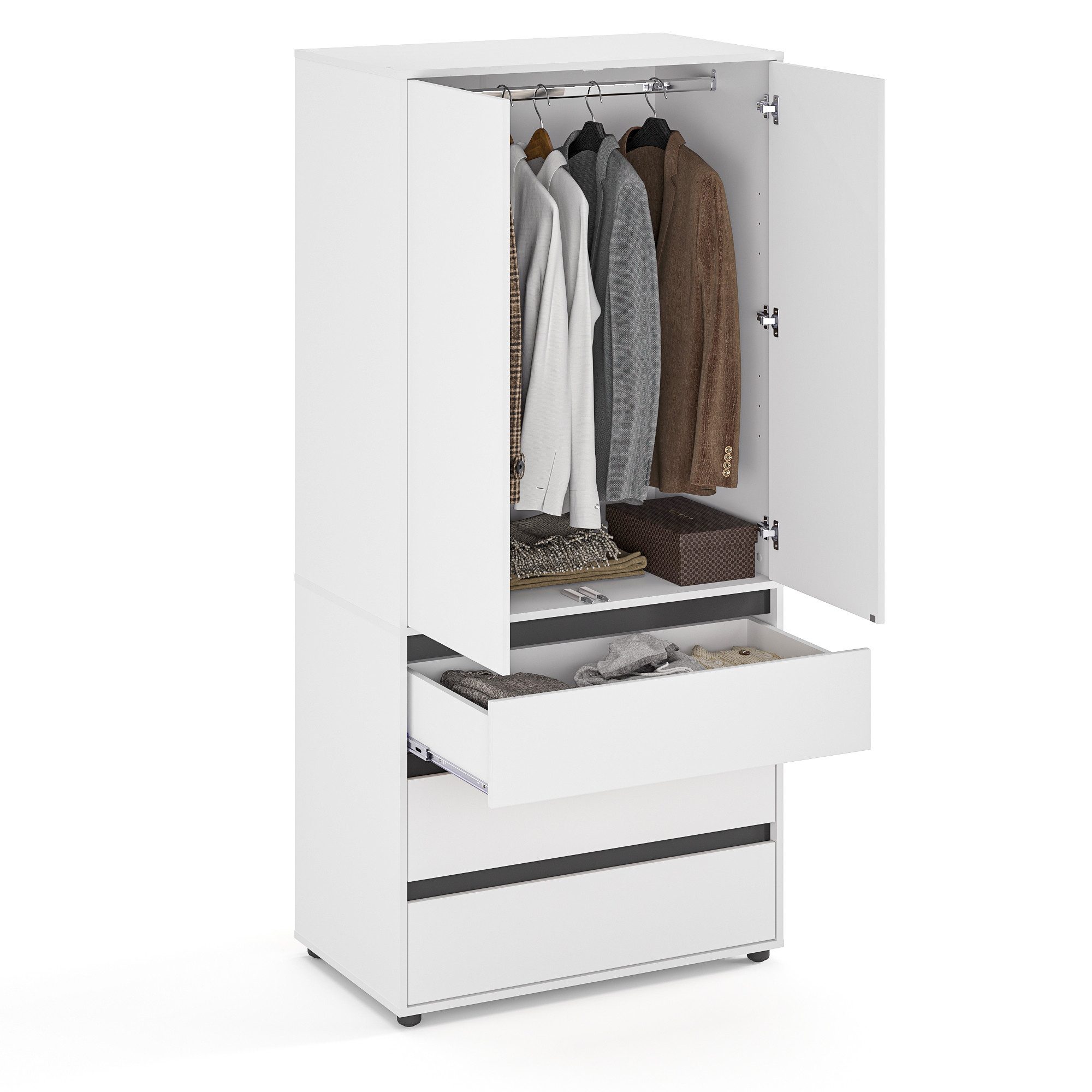 KOMTO Garderobenschrank CUBE 60-90 cm Mit Fächern Schubladen Kleiderschrank günstig online kaufen