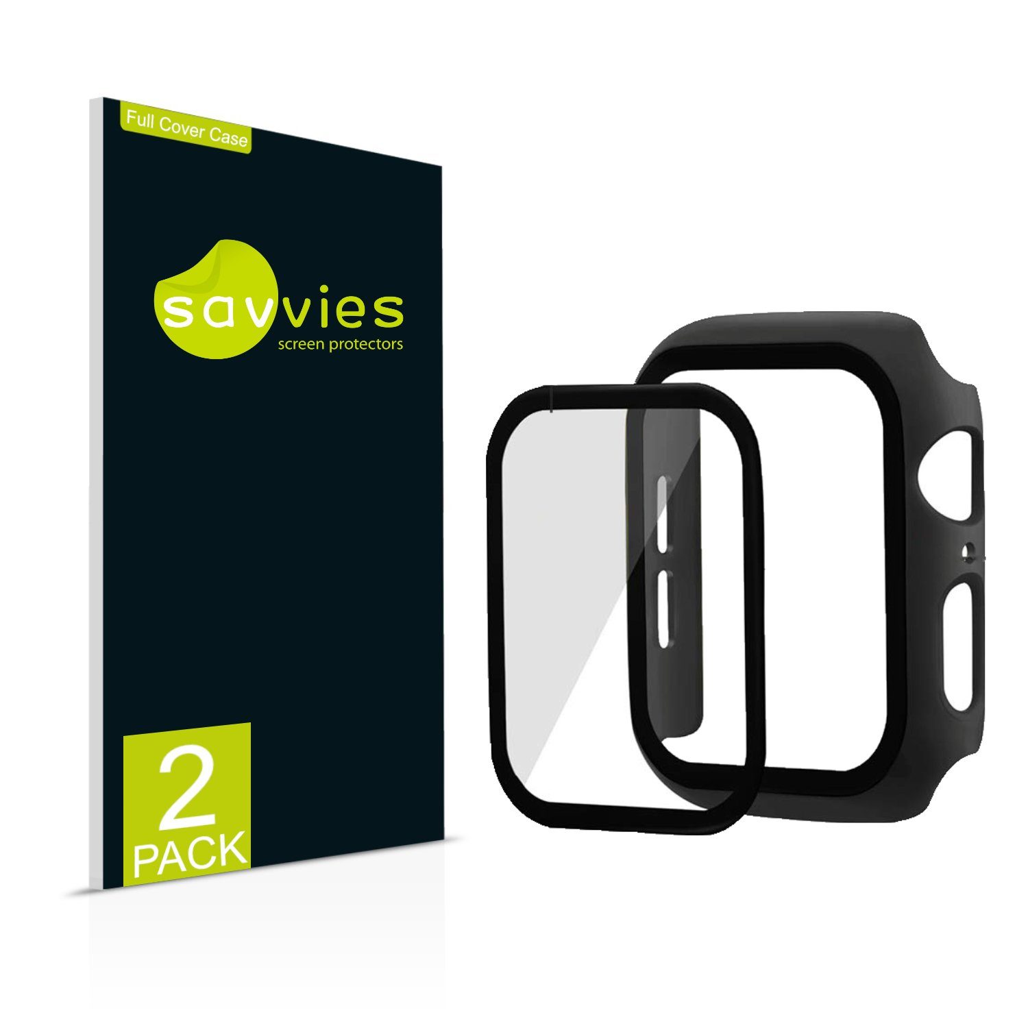 Savvies Xtreme Glass 3D Full Cover Panzerglas für Apple Watch Series 6 (44 mm) (schwarz) für Apple Watch Series 6 (44 mm), Displayschutzglas, 2 Stück, Schutzglas klar
