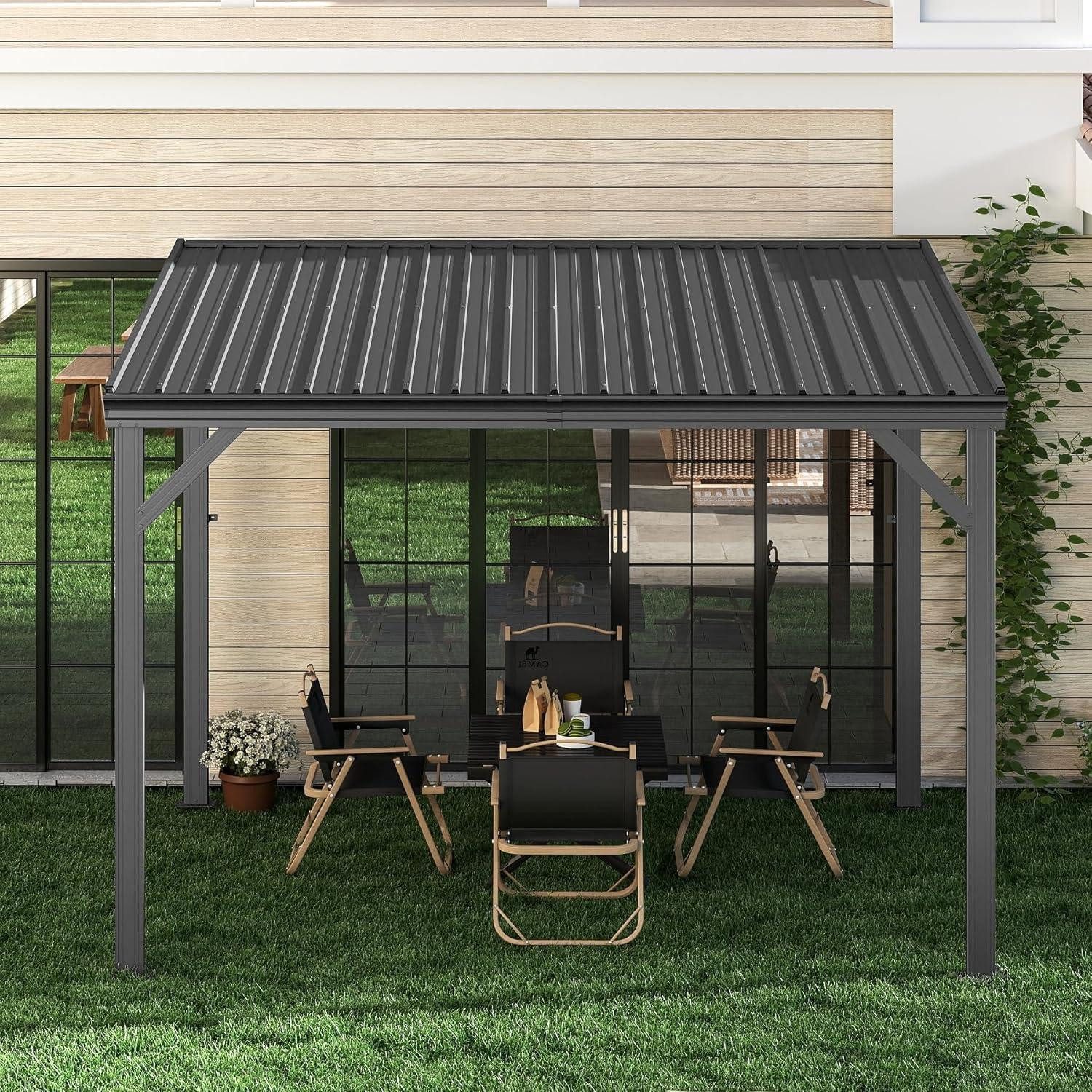 LuxusKollektion Anbaupavillon Wandpavillon 2.97x3.62m Grau Stahl Dach