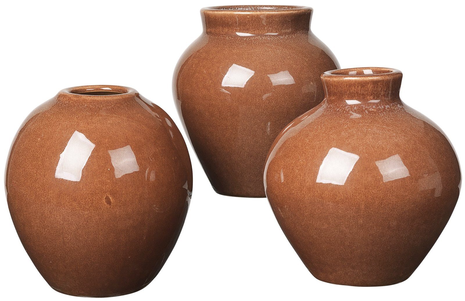 Broste Copenhagen Dekovase Ingrid Vase S Set 3tlg. Keramik Caramel Cafe (Vasen)