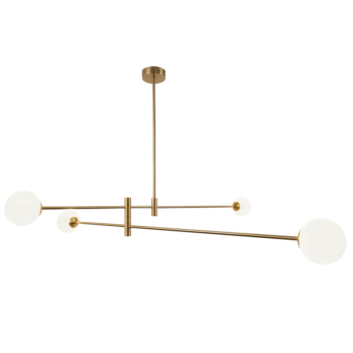 Licht-Erlebnisse Pendelleuchte TALVIK, ohne Leuchtmittel, Glas Metall 140 cm lang verstellbar in Messing Weiß 4x G9 Kugelschirm