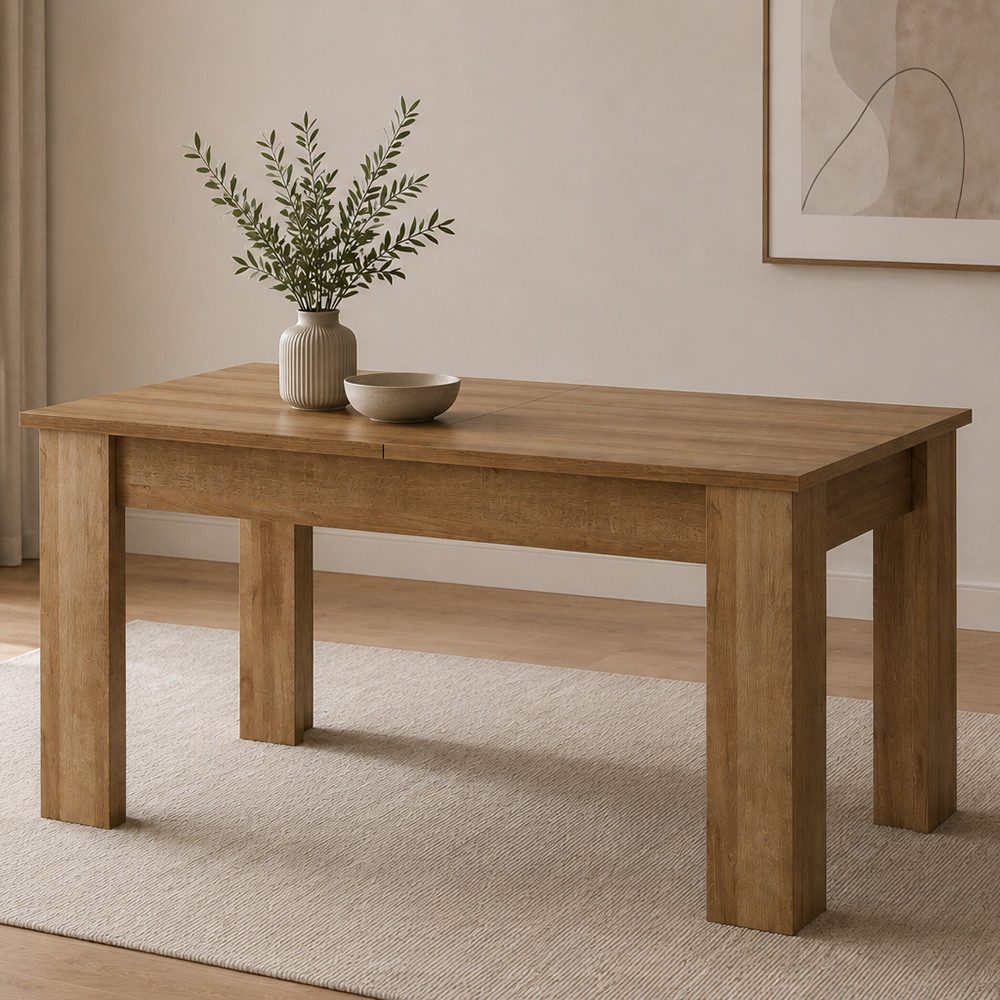 Lomadox Esstisch STEGNA-160, Eiche Nb., 140 cm breit, ausziehbar auf 180 cm