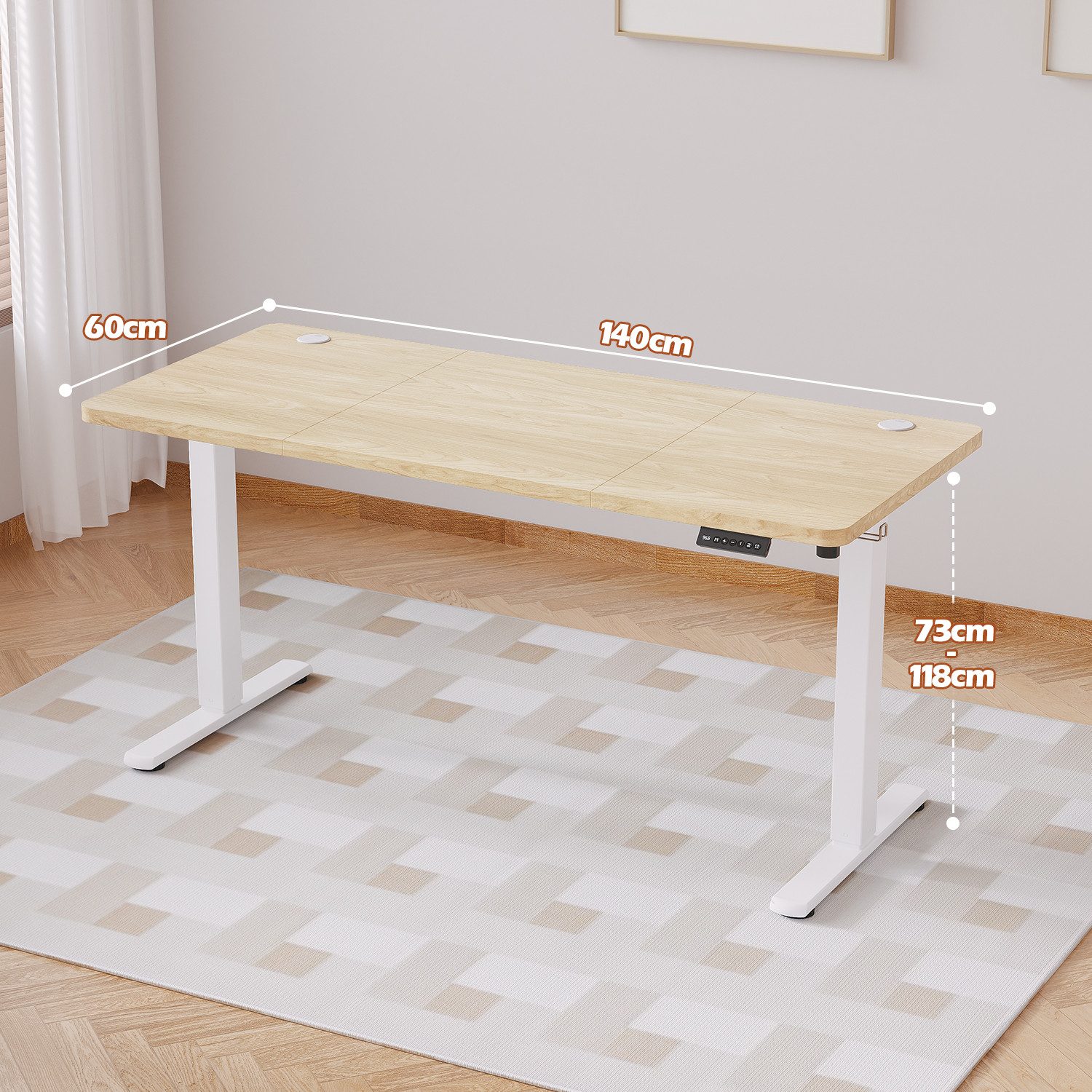 HOMALL Schreibtisch Schreibtisch Höhenverstellbarer mit Gedächtnis und Sitzerinnerung (2-lagige Hohenverstellung mit sitzender Erinnerungsfunktion und USB-Ladeanschluss)