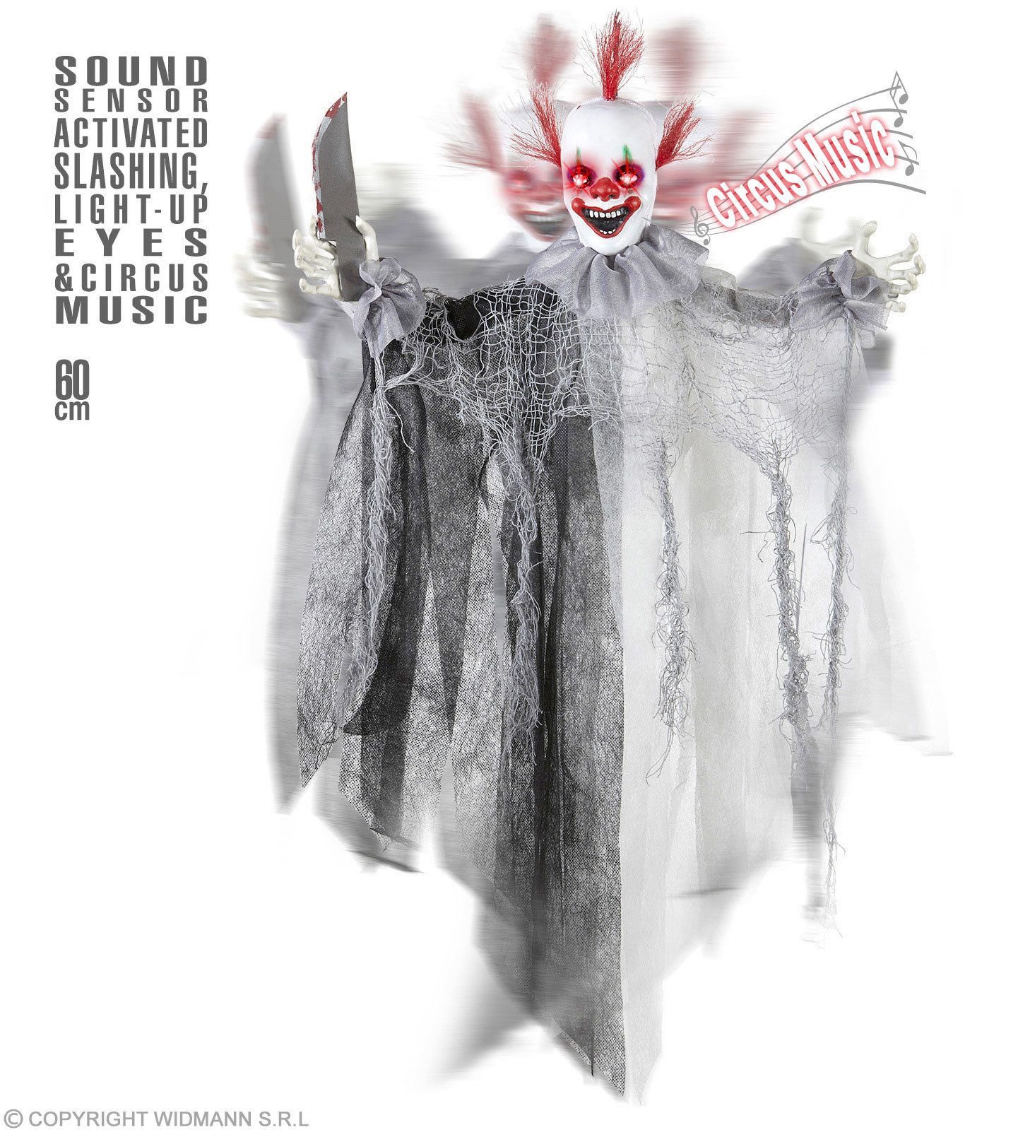 Widmann S.r.l. Dekoobjekt Animierter 'Killer Clown' Leuchtaugen und Zirkusm günstig online kaufen