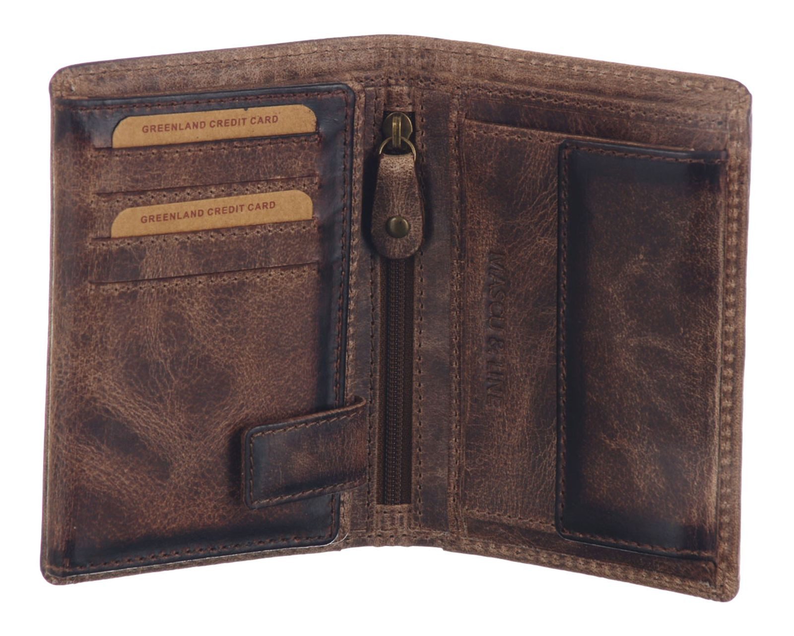 GreenLand Nature Geldbörse Wallet RFID, aus echtem Leder mit RFID-Blocker Schutz