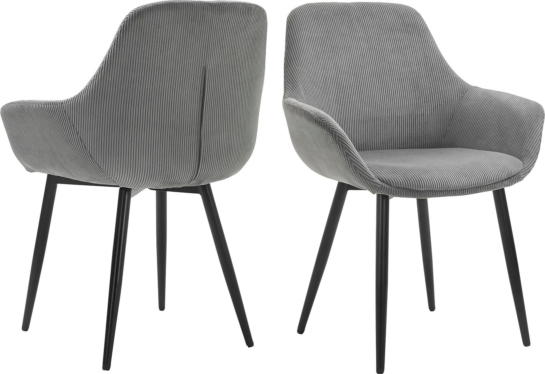 SalesFever Armlehnstuhl Komfortabler Esszimmerstuhl im zeitlosen Design (Set, 2 St), Bezug in Cord-Optik