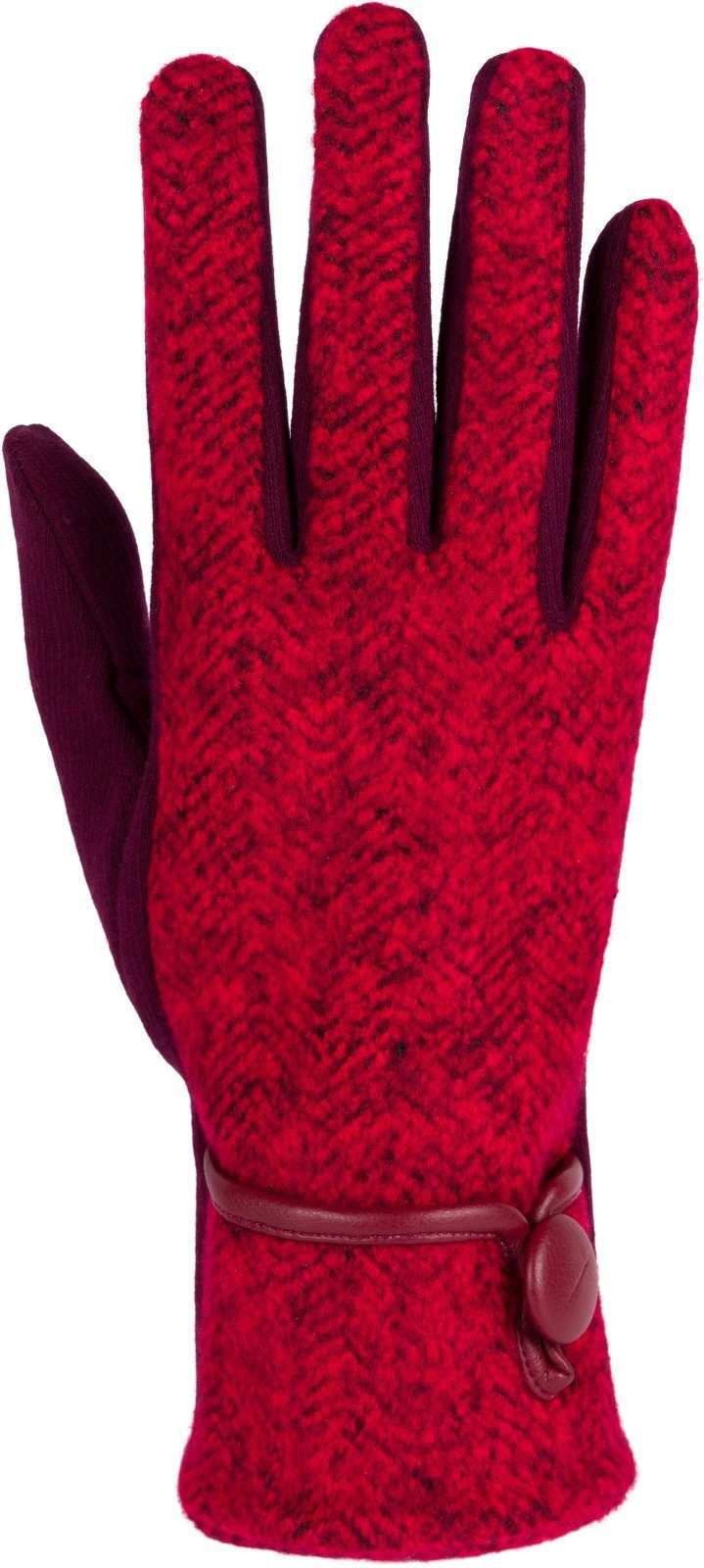 Handschuhe Bordeaux-Rot Fleecehandschuhe Fischgrät Muster Touchscreen styleBREAKER