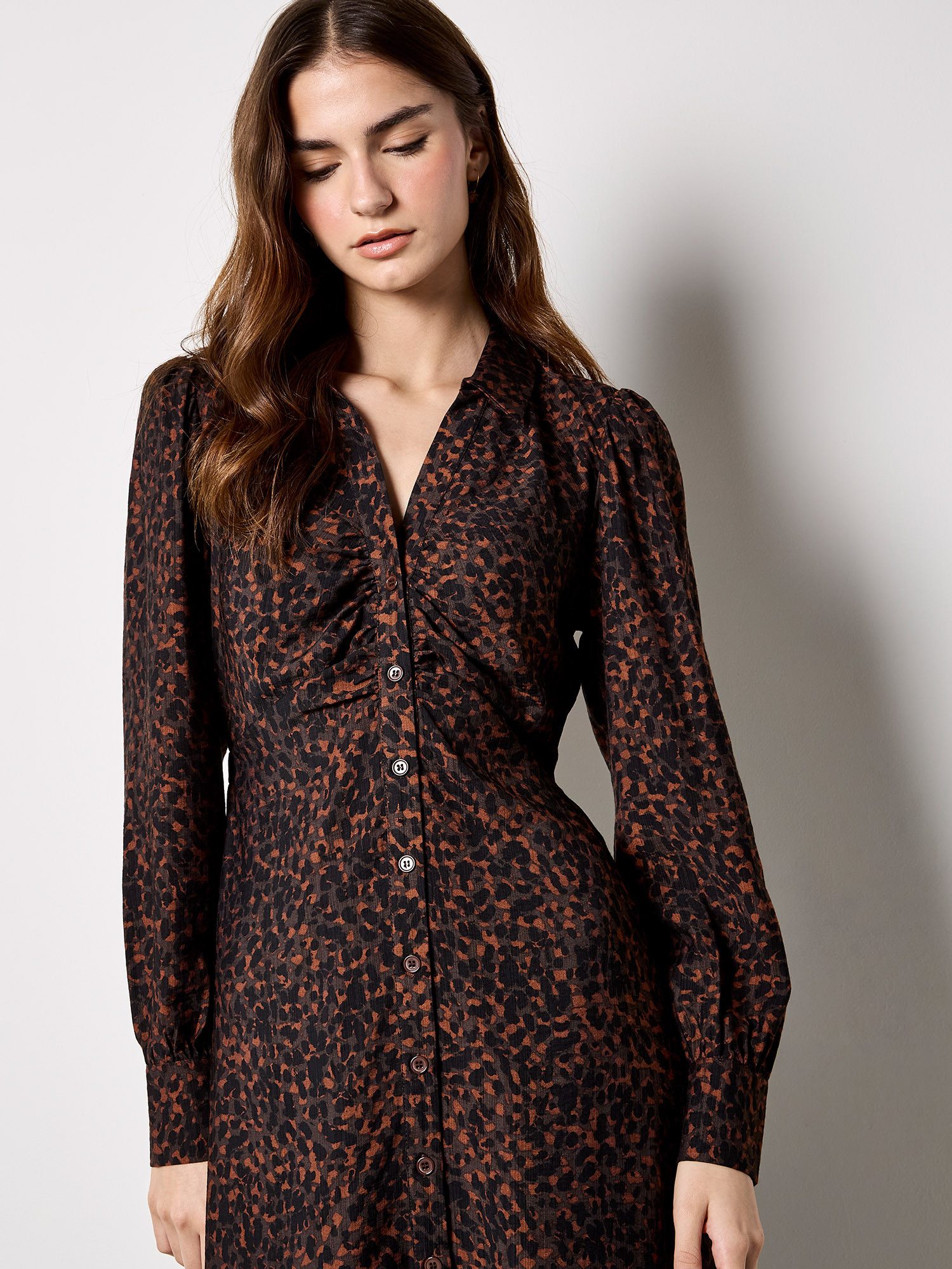 Apricot Hemdblusenkleid