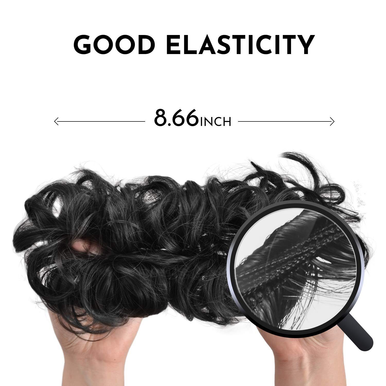 Püke Kunsthaar-Extension Haarteil Haargummi Hochsteckfrisuren, Auburn 35g, für Frauen Dark