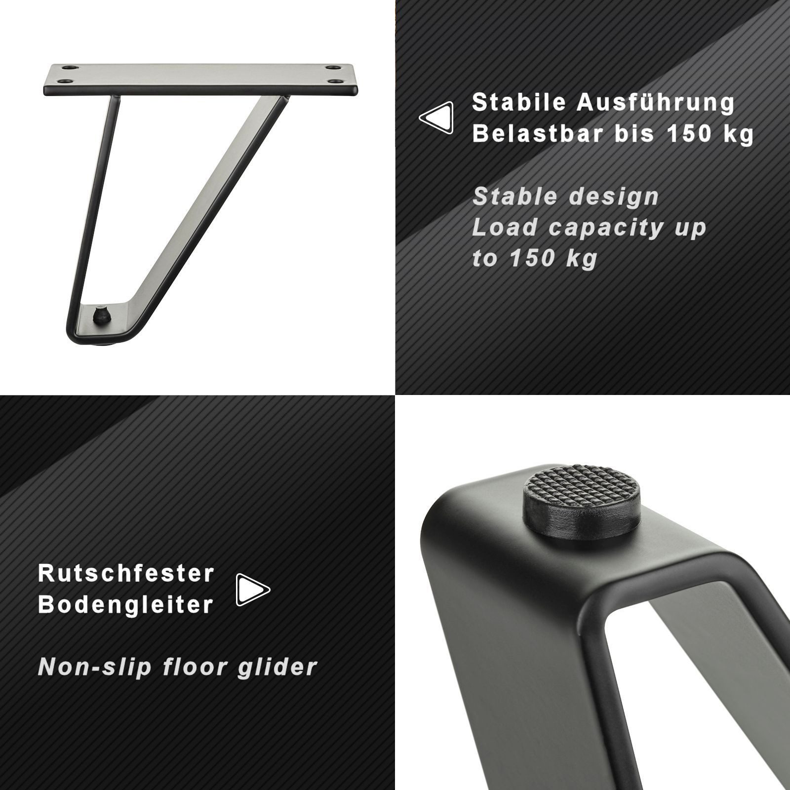 SO-TECH® Möbelfuß TANGO schwarz matt, belastbar bis 150 kg pro Fuß Sockelfu günstig online kaufen