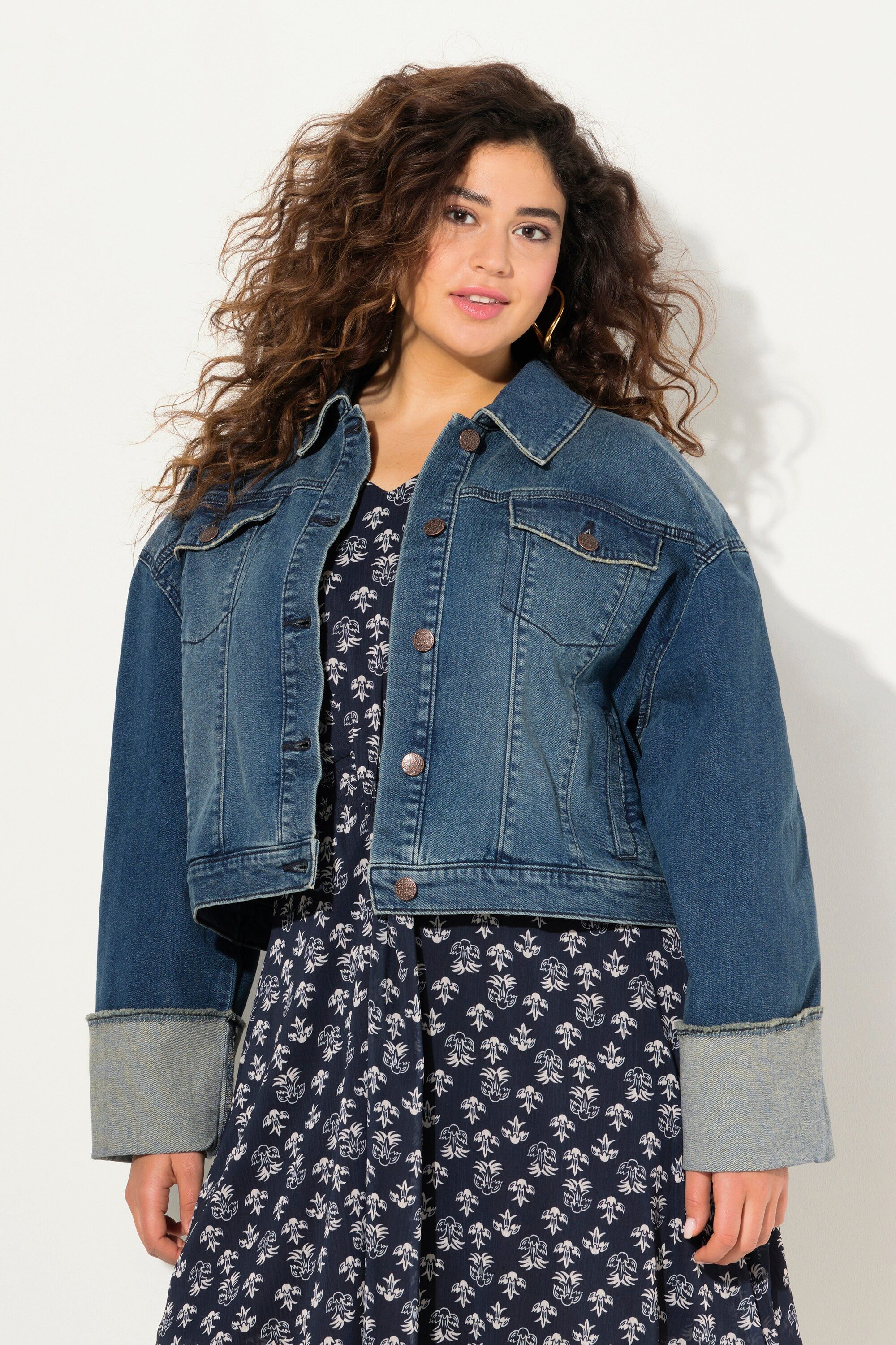 Jeansjacke Jeansjacke Fransen Hemdkragen