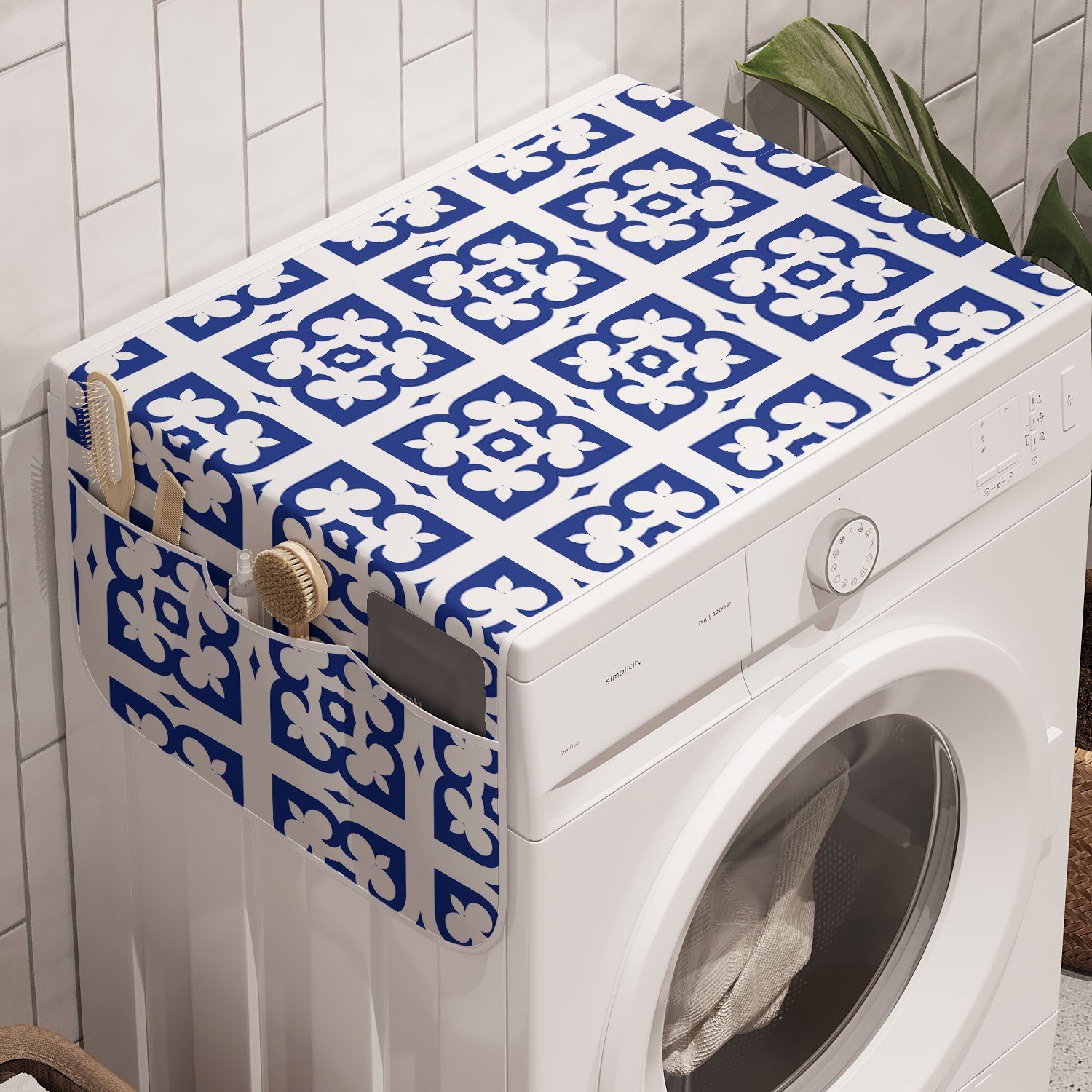 Abakuhaus Badorganizer Anti-Rutsch-Stoffabdeckung für Waschmaschine und Trockner, Abstrakt Art Deco inspiriert